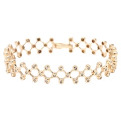 Pulsera de Diamantes Fantasía, Oro Amarillo 14k, Celosía de Diamantes