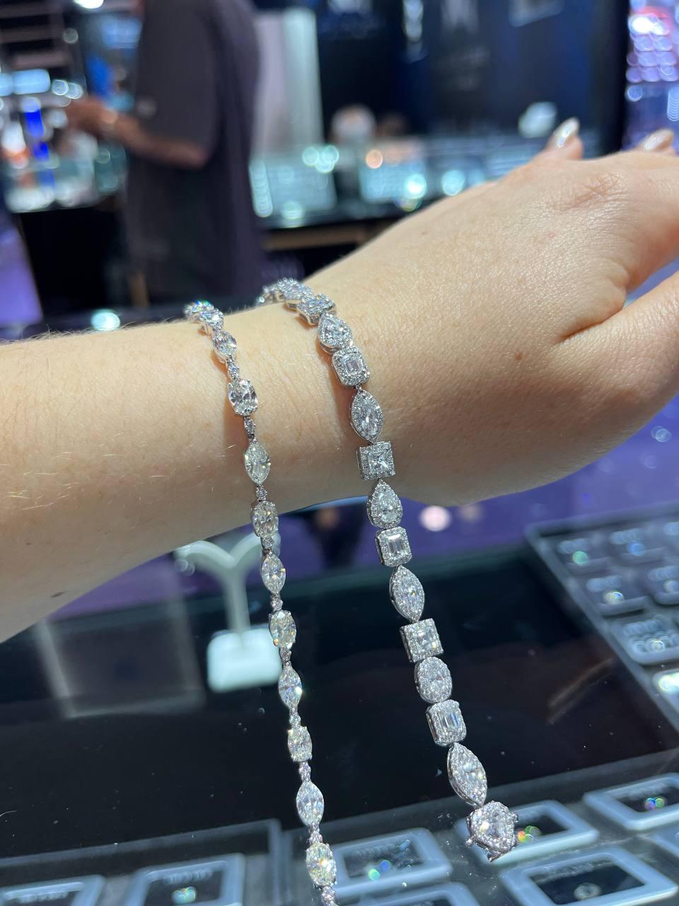 10 carat tennis bracelet on wrist