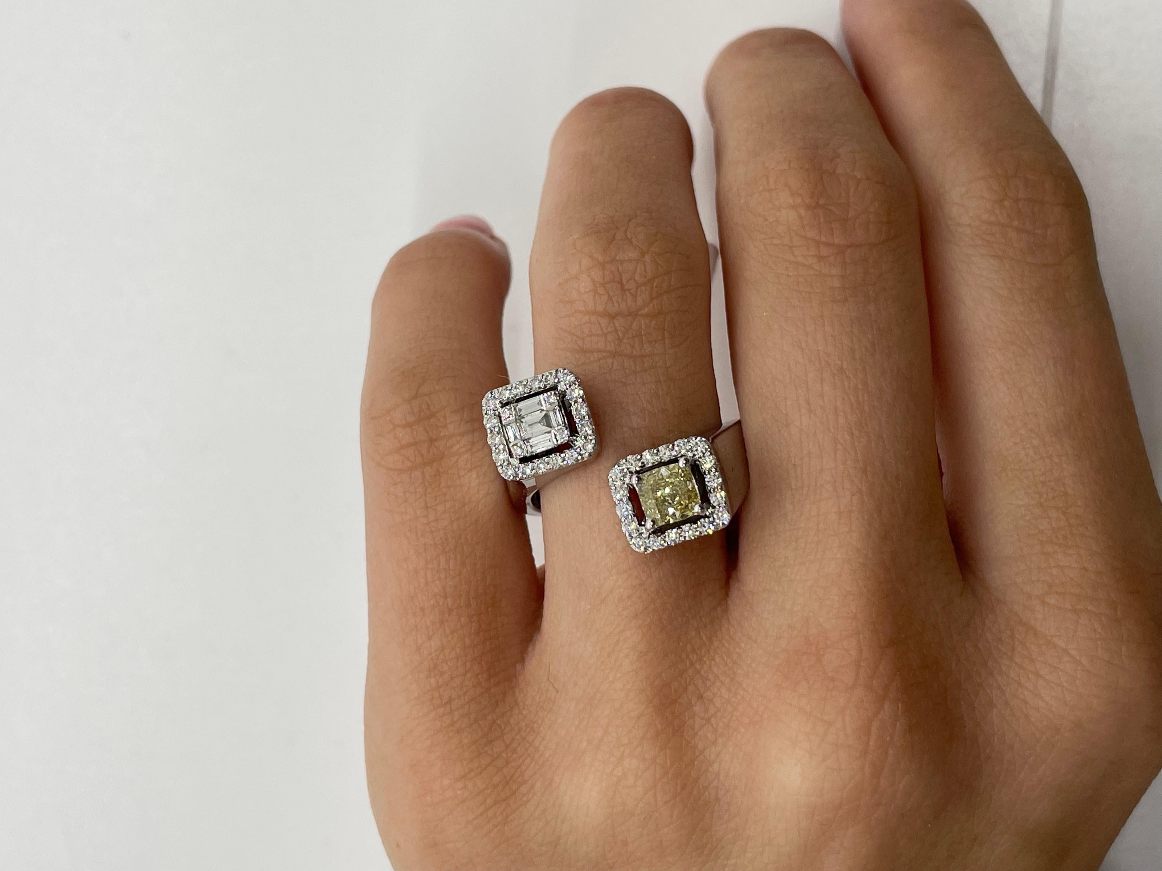 For Sale:  Fancy Diamond & Diamond Ring in 18K White Gold 3