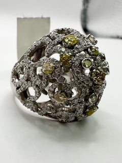 Fancy diamond Dome ring 14KT white gold