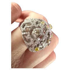 Fancy diamond Dome ring 14KT white gold 