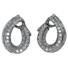 Fancy Diamond Earrings 18kt White Gold 2.55ct J Style Earrings Cocktail Earrings