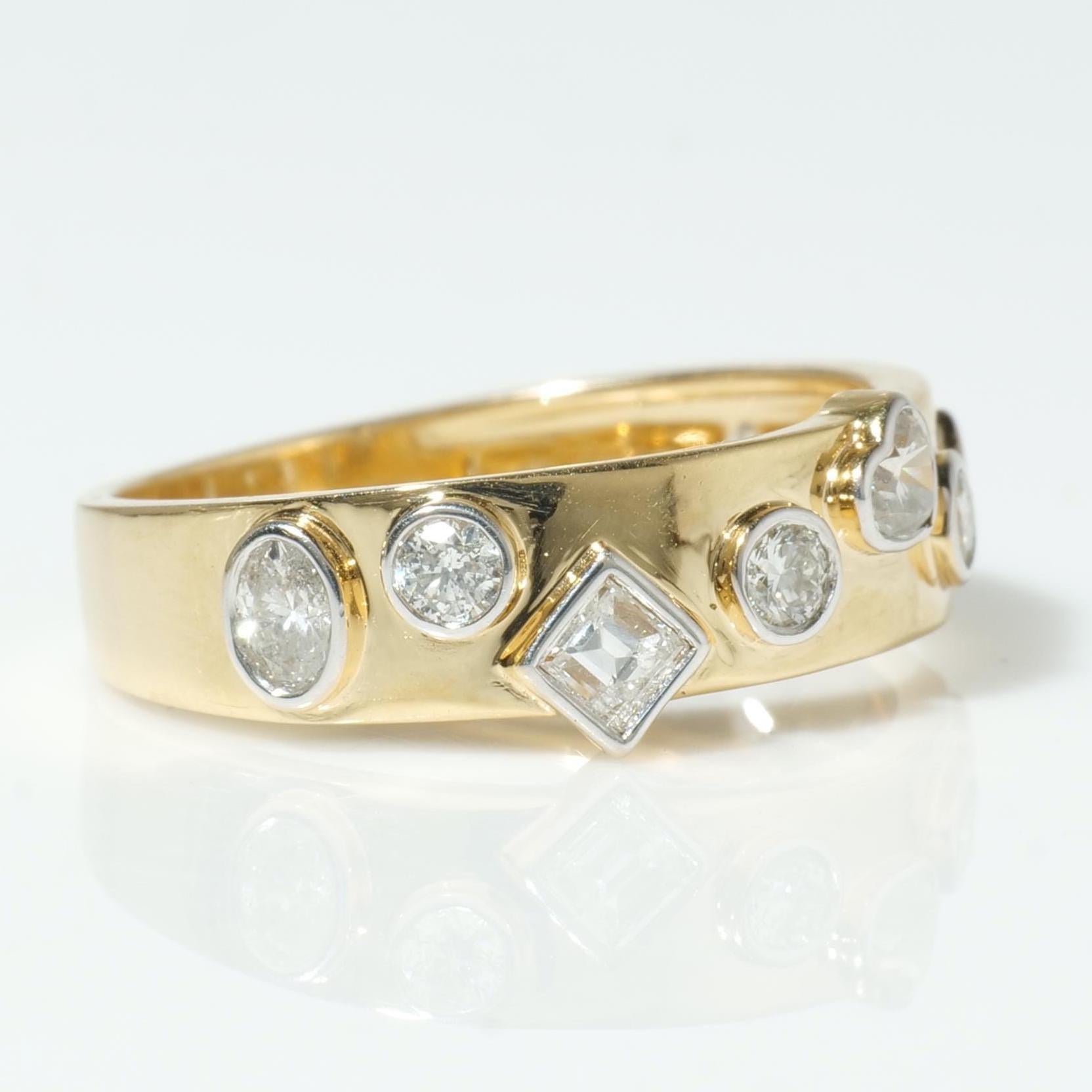 Donna Anello Fancy Diamond Eternity Stackable Band in oro massiccio 14k (certificato) in vendita