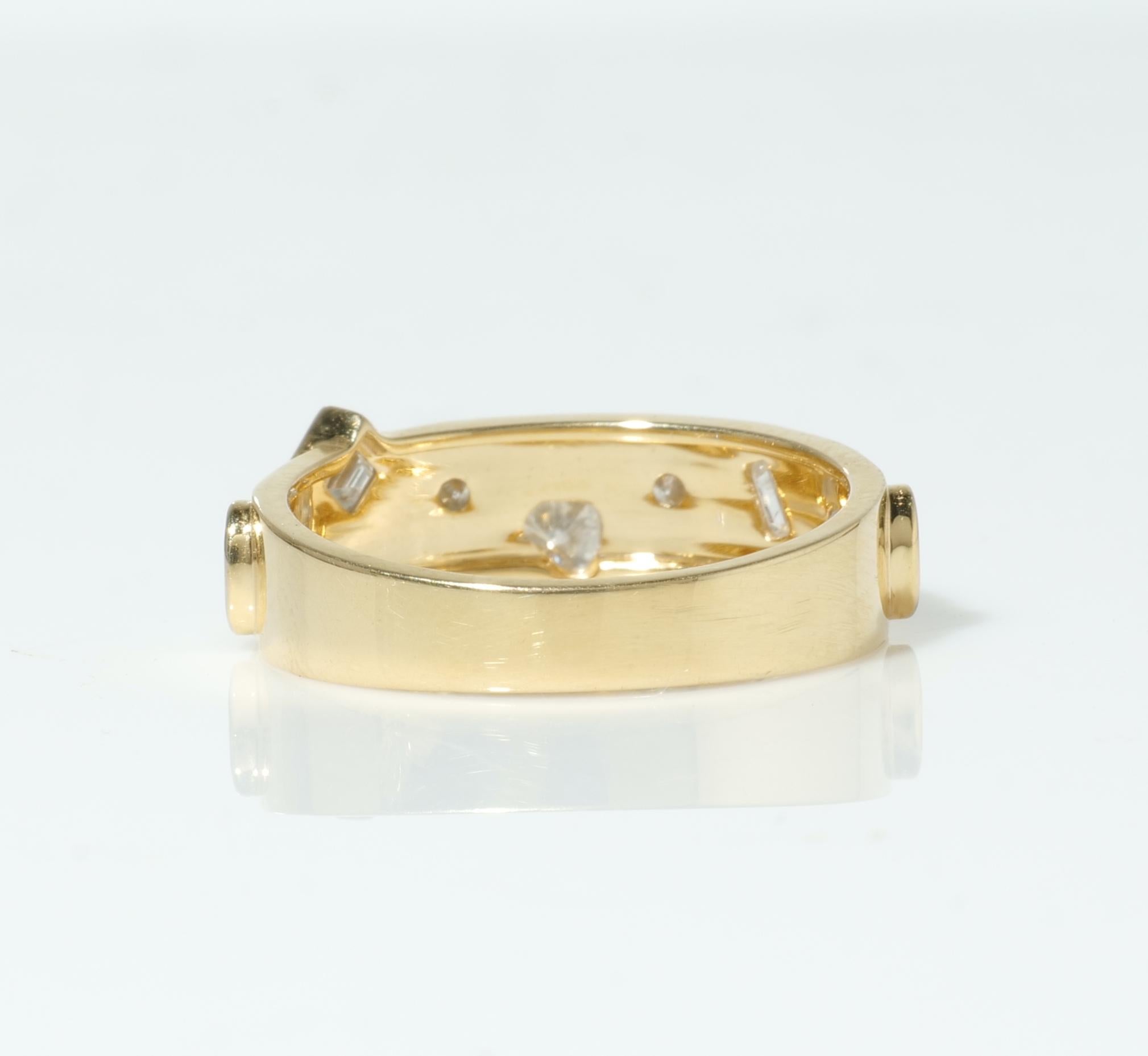 Anello Fancy Diamond Eternity Stackable Band in oro massiccio 14k (certificato) in vendita 2