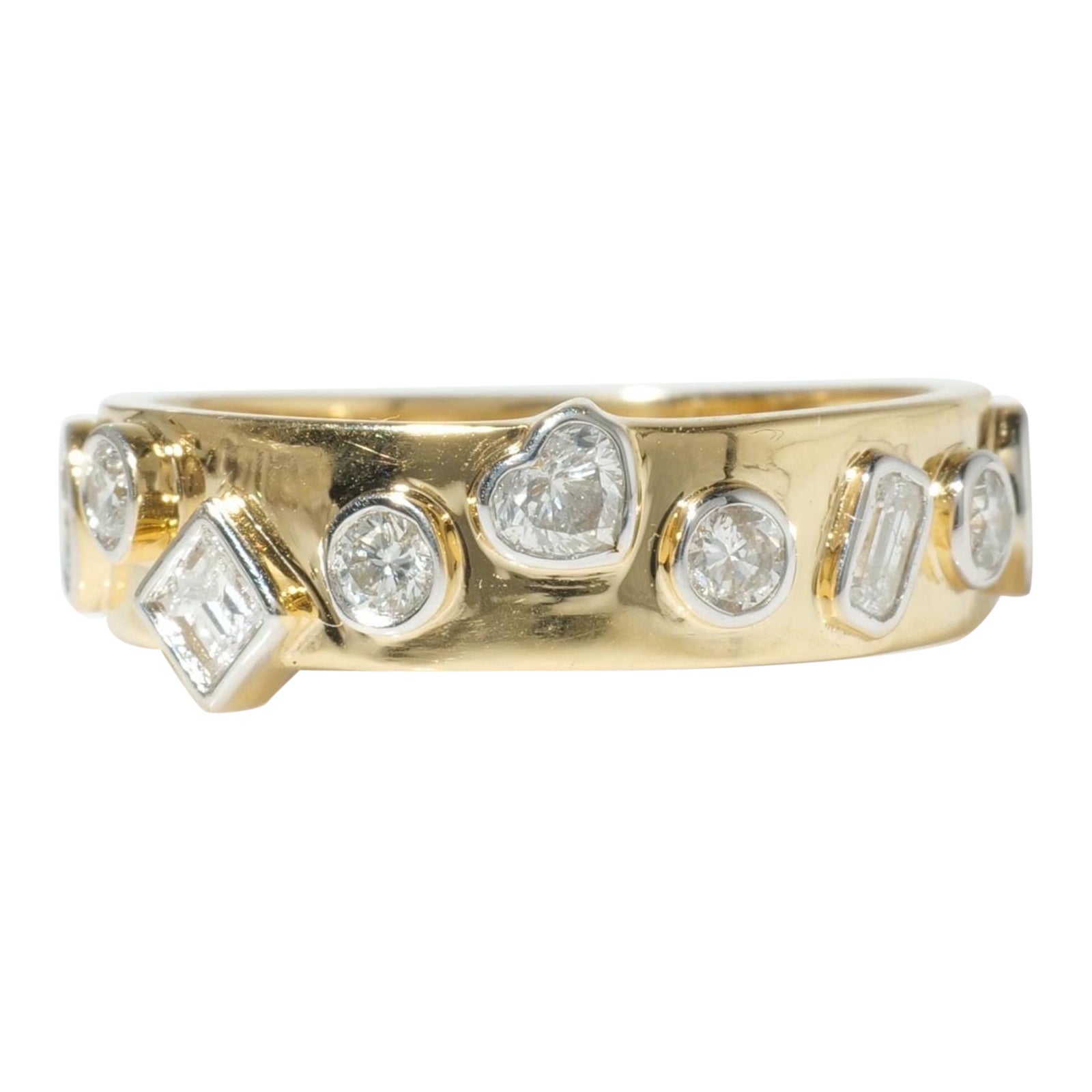 Bague empilable en or massif 14k avec diamant fantaisie (certifié) en vente