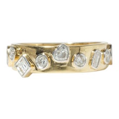 Bague empilable en or massif 14k avec diamant fantaisie (certifié)