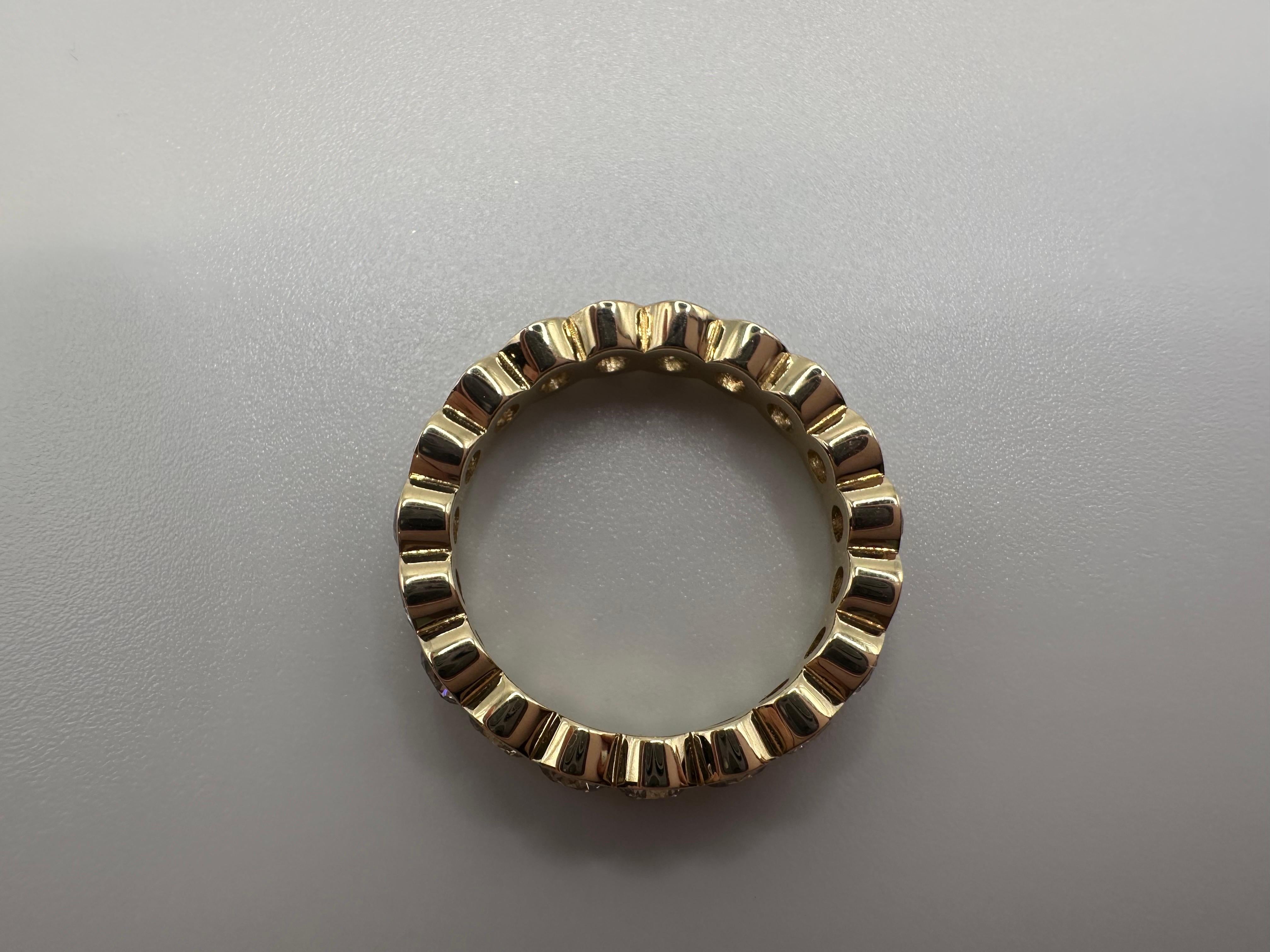 Brilliant Cut Fancy diamond eternity wedding band 14KT yellow gold 3ct For Sale