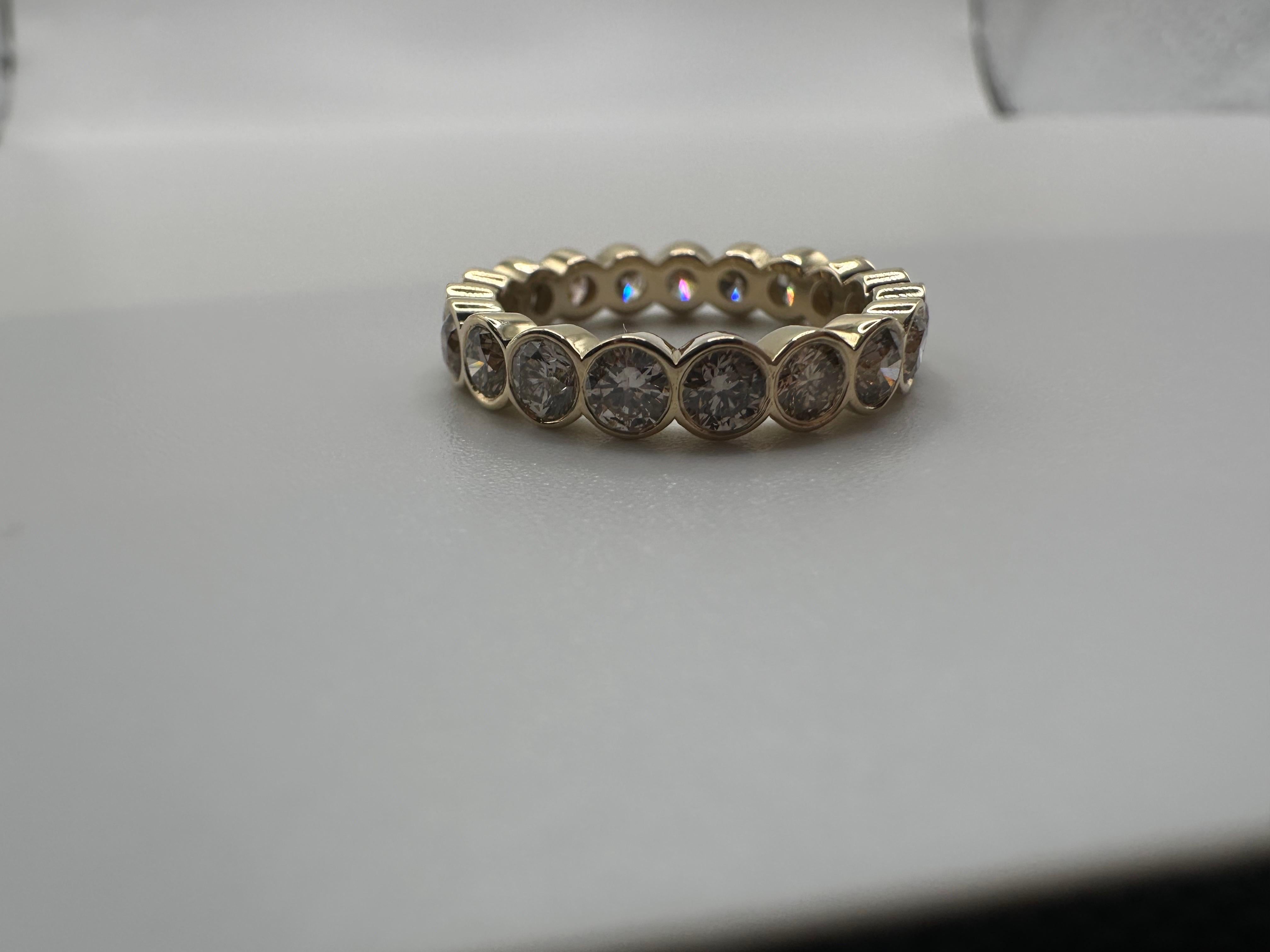 Fancy diamond eternity wedding band 14KT yellow gold 3ct For Sale 1