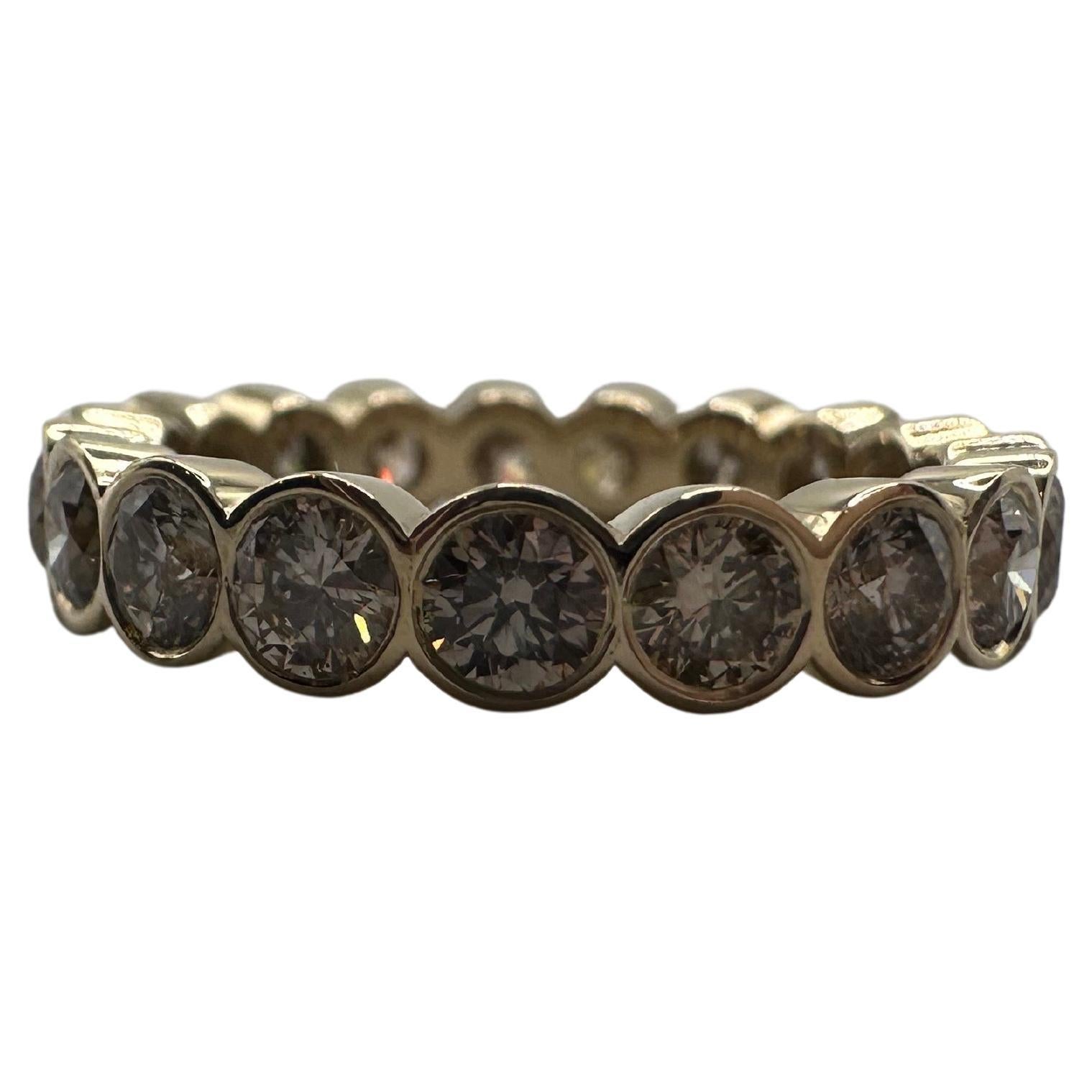 Fancy diamond eternity wedding band 14KT yellow gold 3ct For Sale