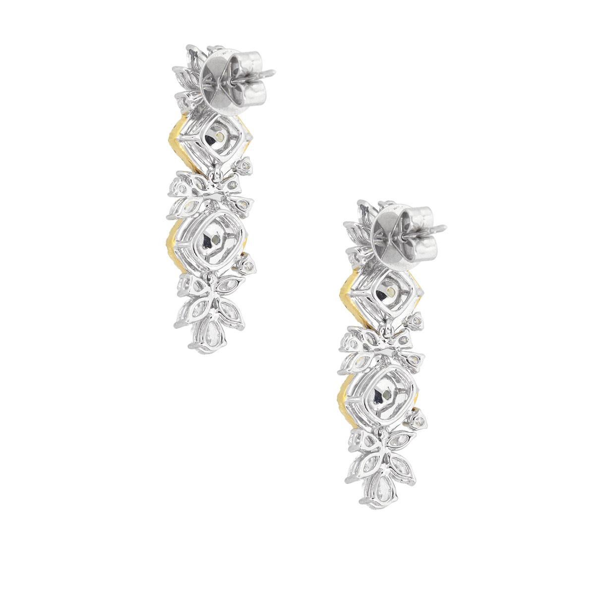 Cushion Cut Fancy Diamond GIA Drop Earrings