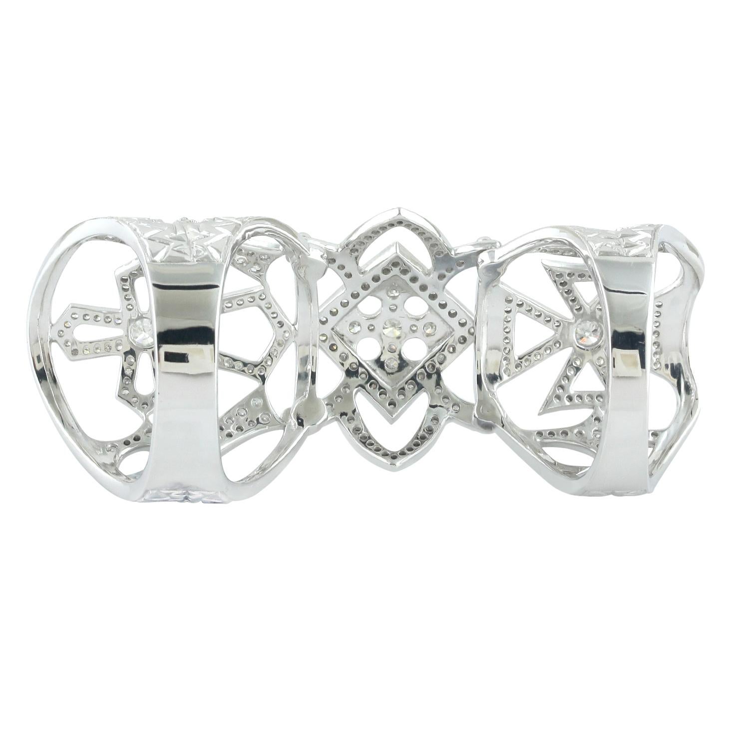 Contemporary Fancy Diamond knuckle Ring Made In 18k White Gold For Sale