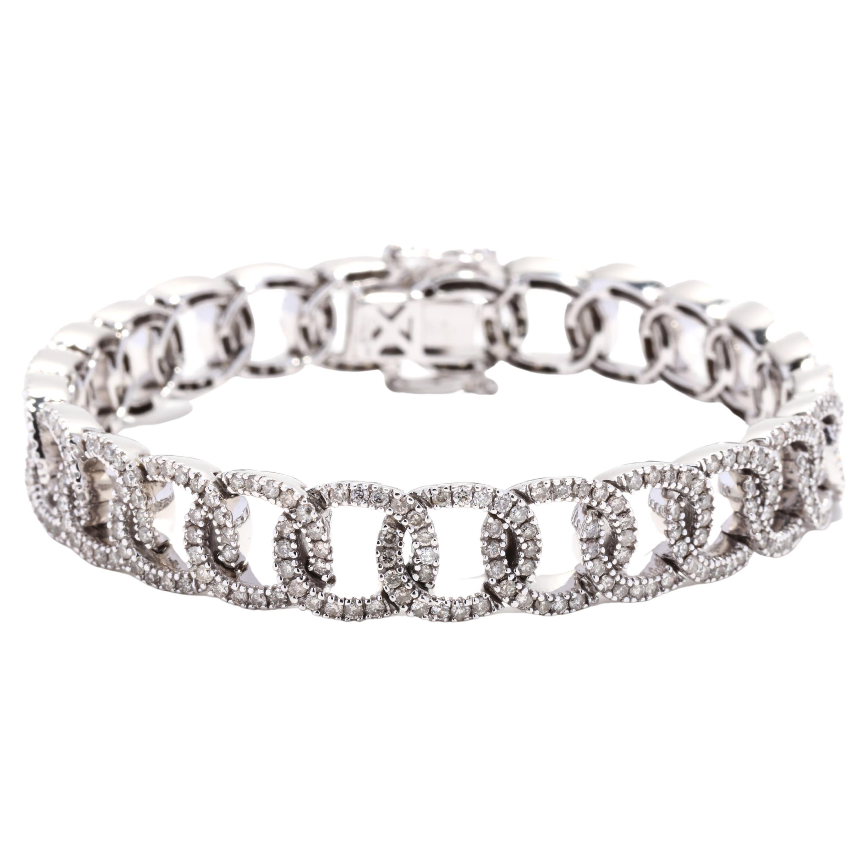 3.75 Carat Bezel Sapphire Curb Link Bracelet, 14K Yellow Gold For Sale