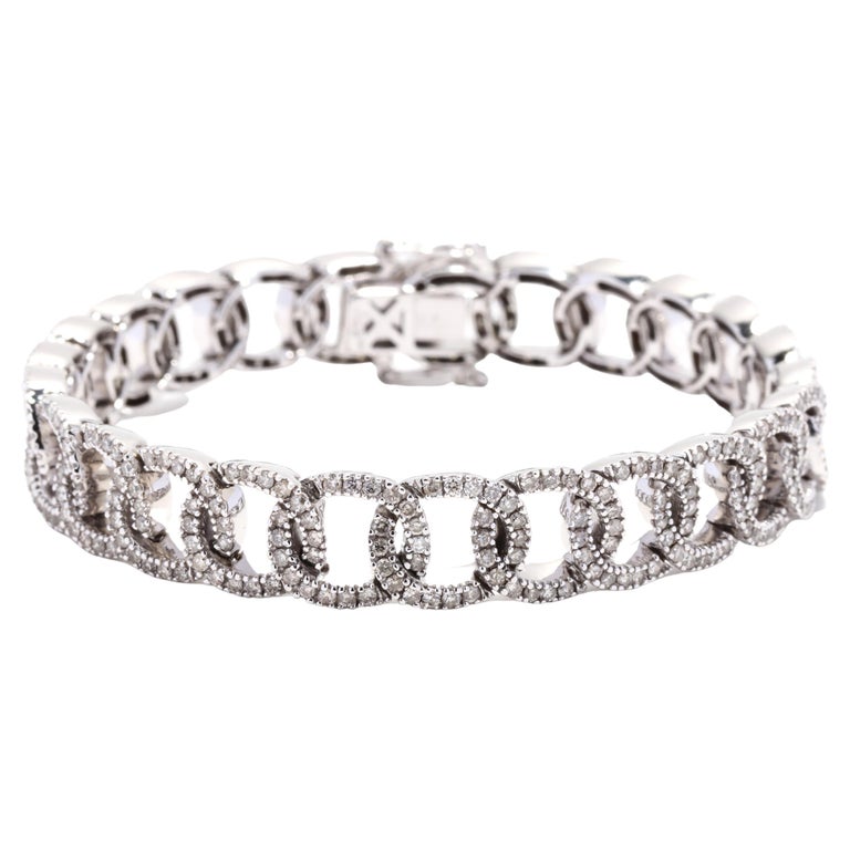 4.13ctw Fancy Diamond Link Bracelet, 14K White Gold, Length 7 Inches