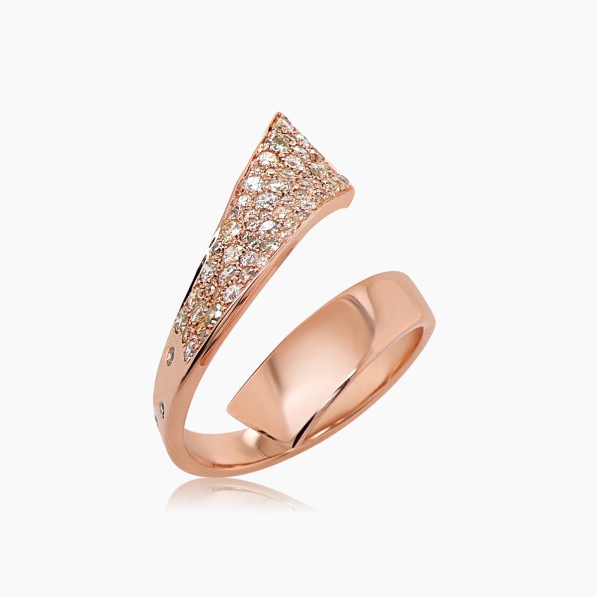 Fancy Diamond Pave Set 18K Rose Gold Ring (Gemischter Schliff) im Angebot