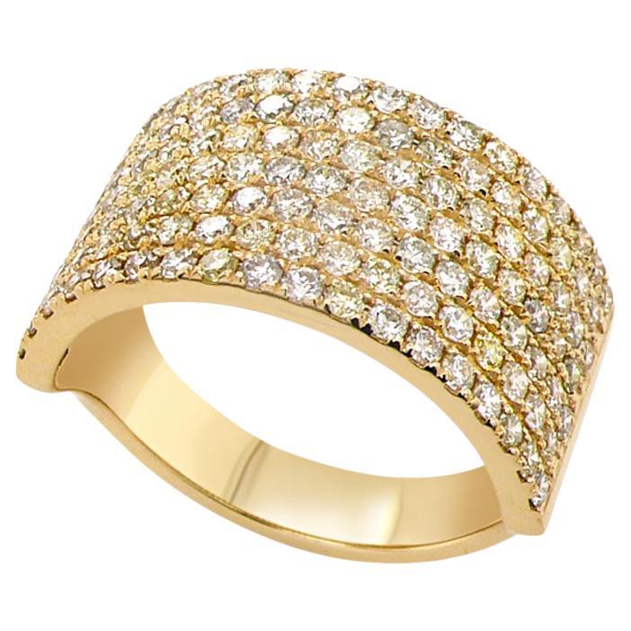 Anello Fancy Diamond Pave Set in oro giallo 18K
