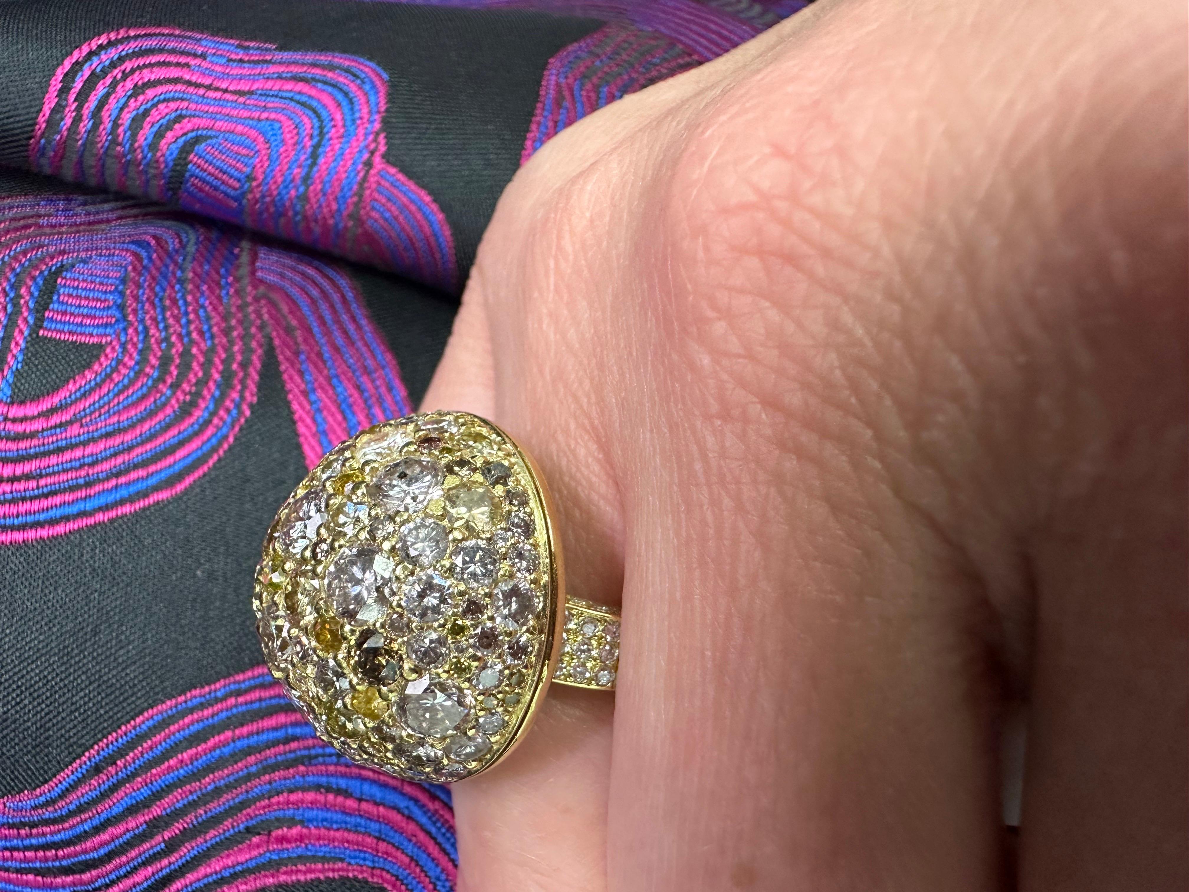 Fancy Diamond Ring Dome Ring Design 18KT Gelbgold 11,65ct  im Angebot 5