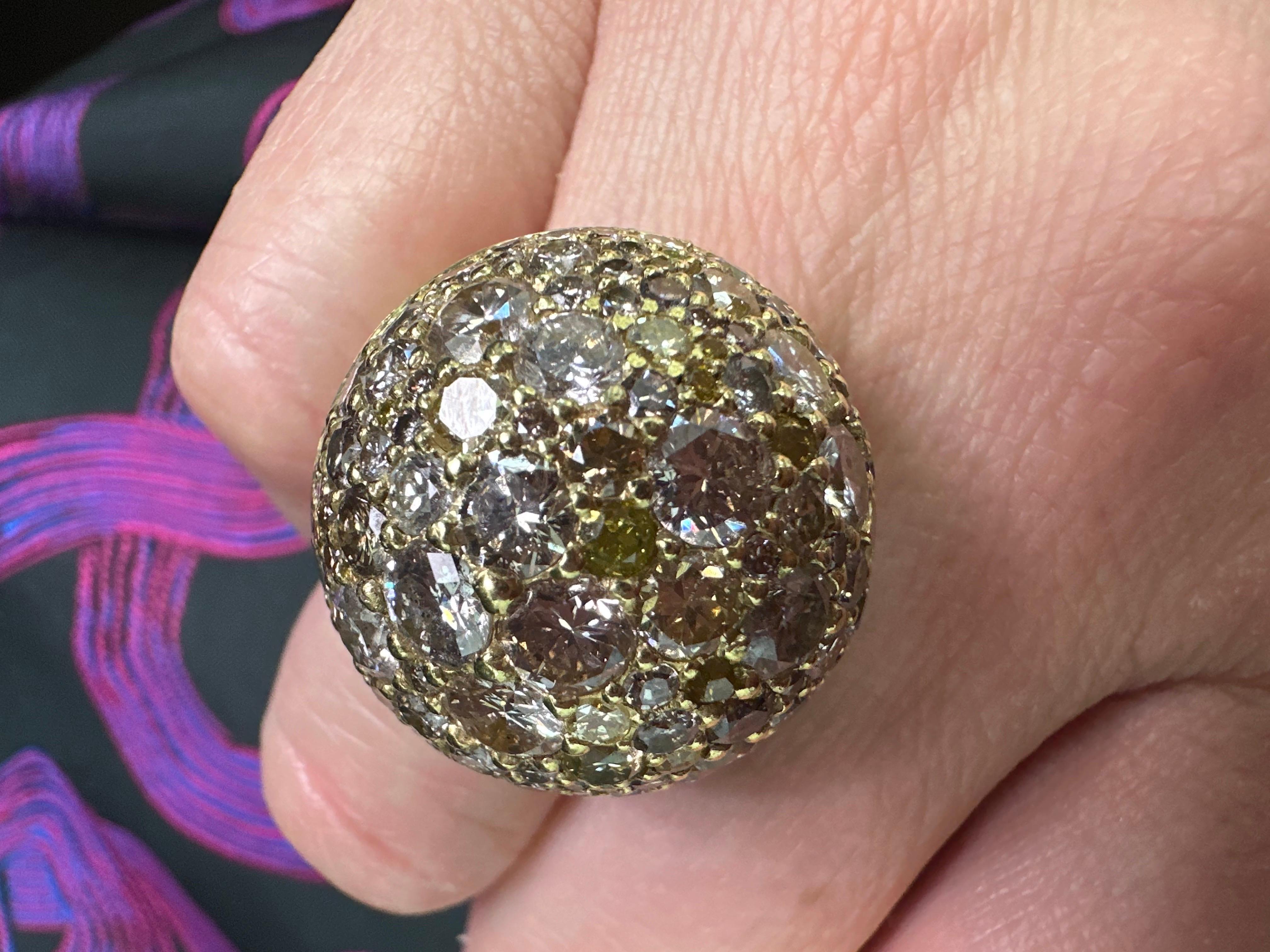Fancy Diamond Ring Dome Ring Design 18KT Gelbgold 11,65ct  im Angebot 6