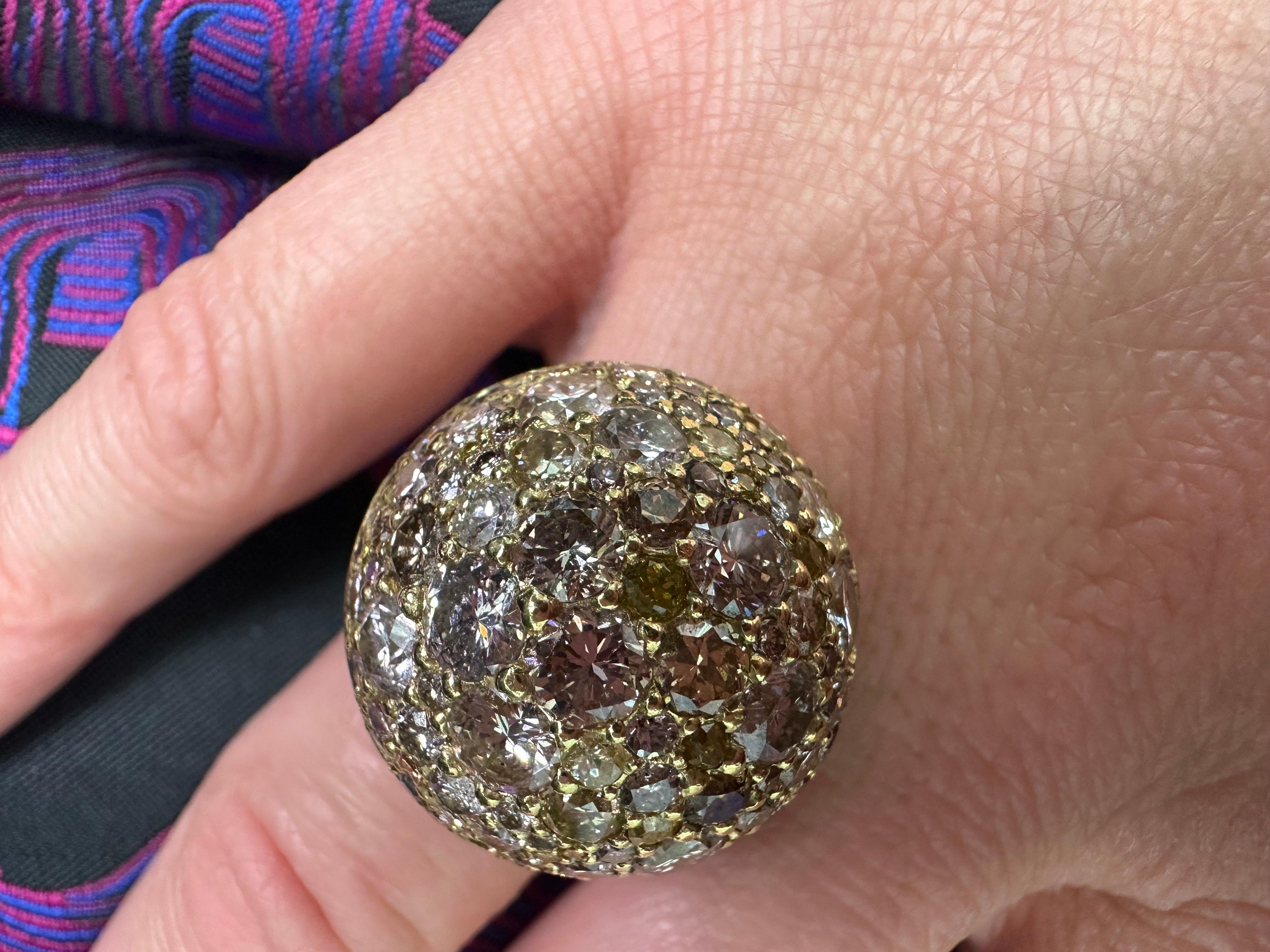 Fancy Diamond Ring Dome Ring Design 18KT Gelbgold 11,65ct  im Angebot 2