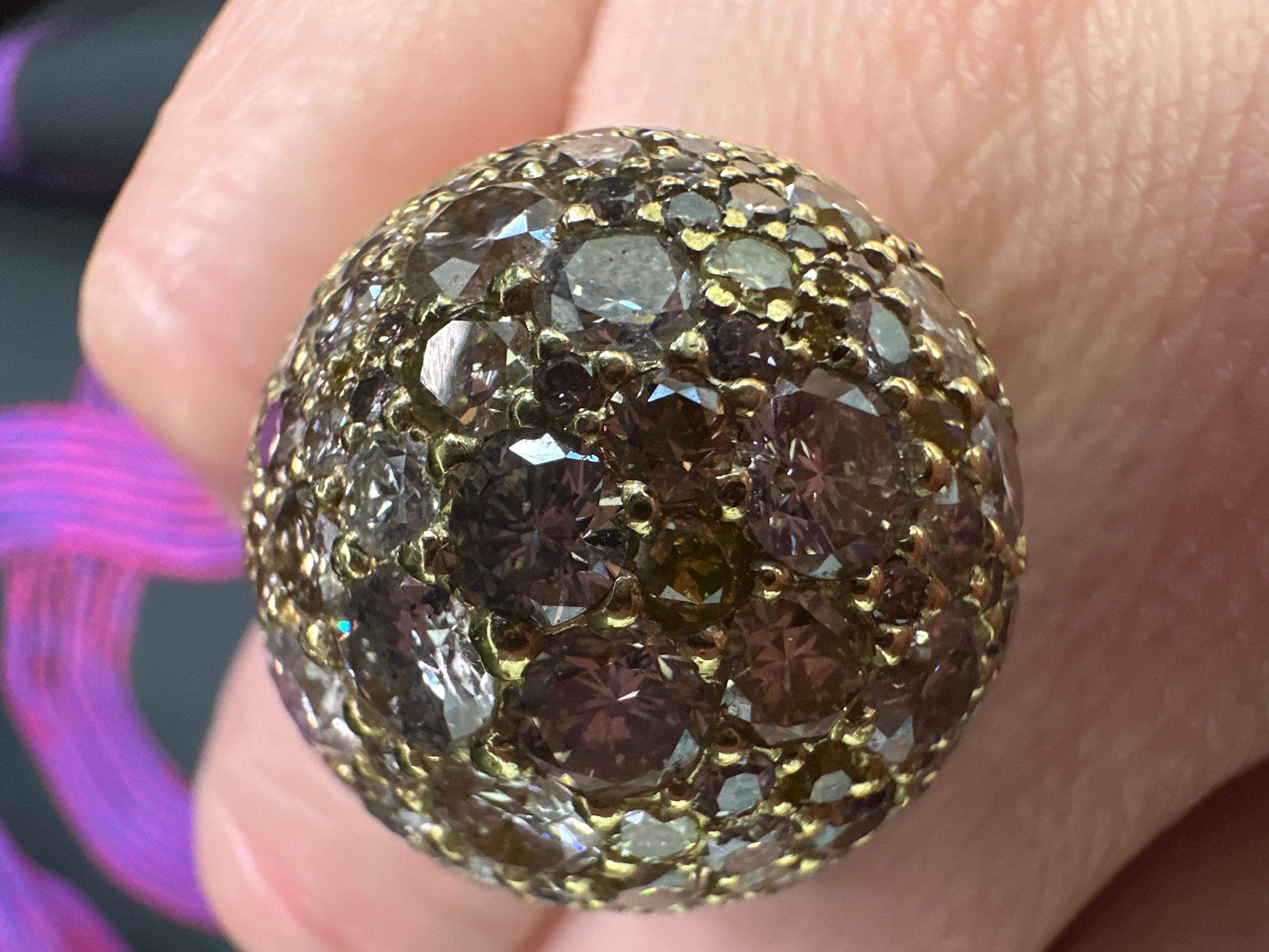 Fancy Diamond Ring Dome Ring Design 18KT Gelbgold 11,65ct  im Angebot 3