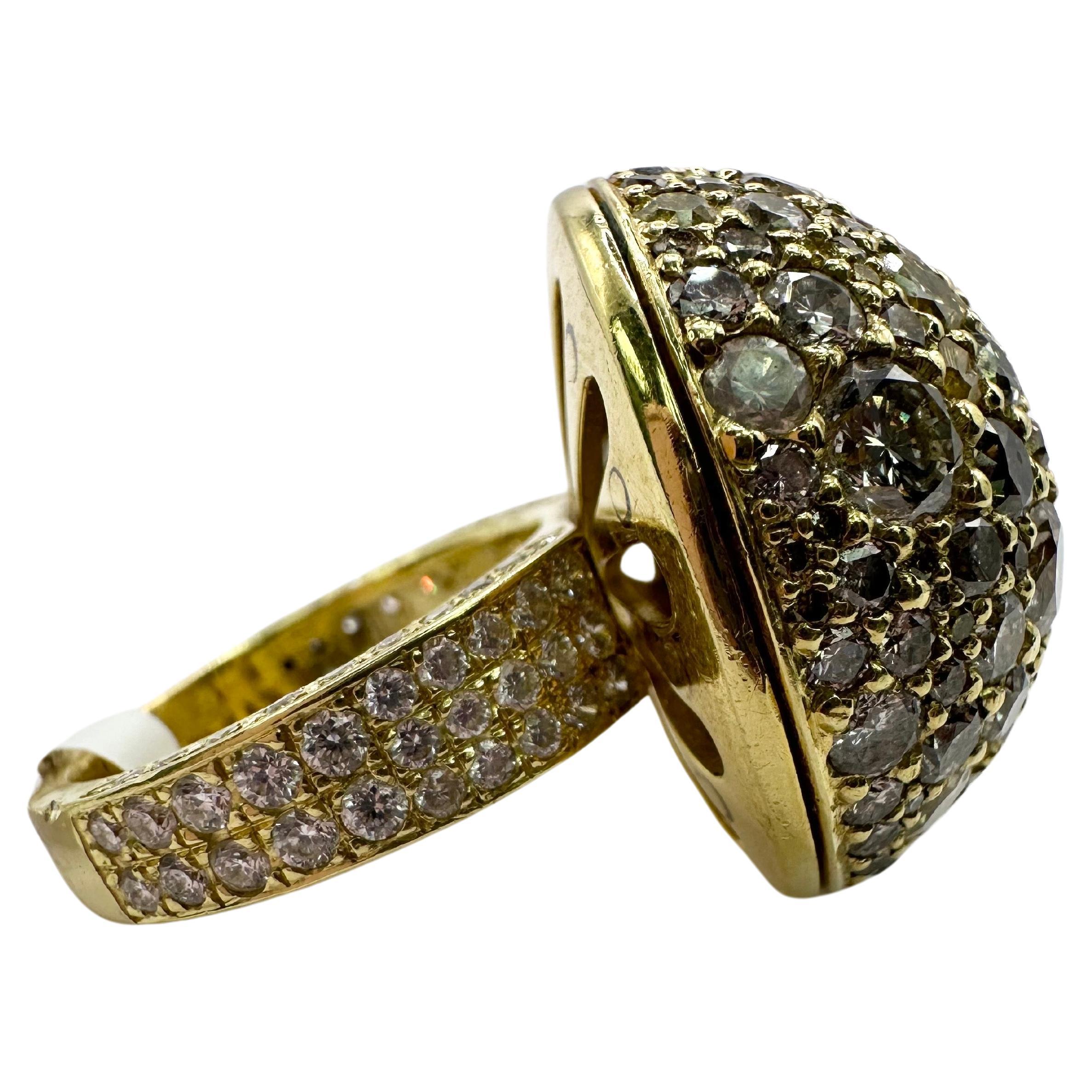 Fancy Diamond Ring Dome Ring Design 18KT Gelbgold 11,65ct  im Angebot