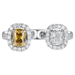 0,96 Karat Ausgefallener Diamant-Ring Toi Et Moi aus 18 Karat Weißgold
