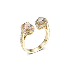 1.65Ct Fancy Diamond Toi Et Moi Ring in 18 Karat Yellow Gold
