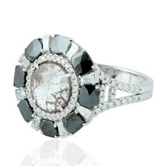 Fancy Diamond Two-Tone 18 Karat Gold Engagement Ring
