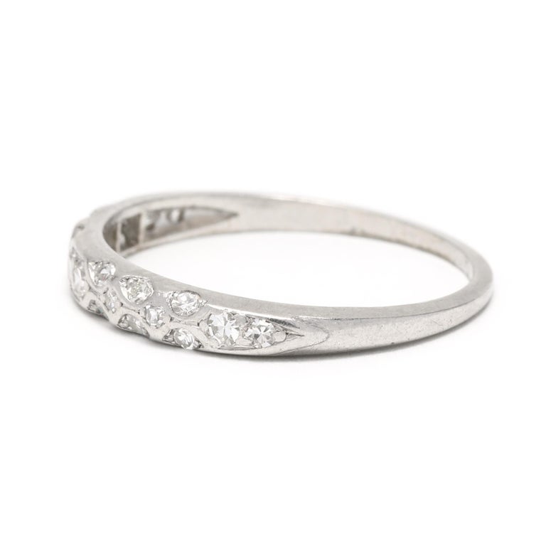Fancy Diamond Wedding Band, Platinum, Ring Size 4.75, Thin Stackable ...