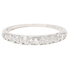 Fancy Diamant-Hochzeitsring, Platin, Ring Größe 4,75, dünner stapelbarer Diamant