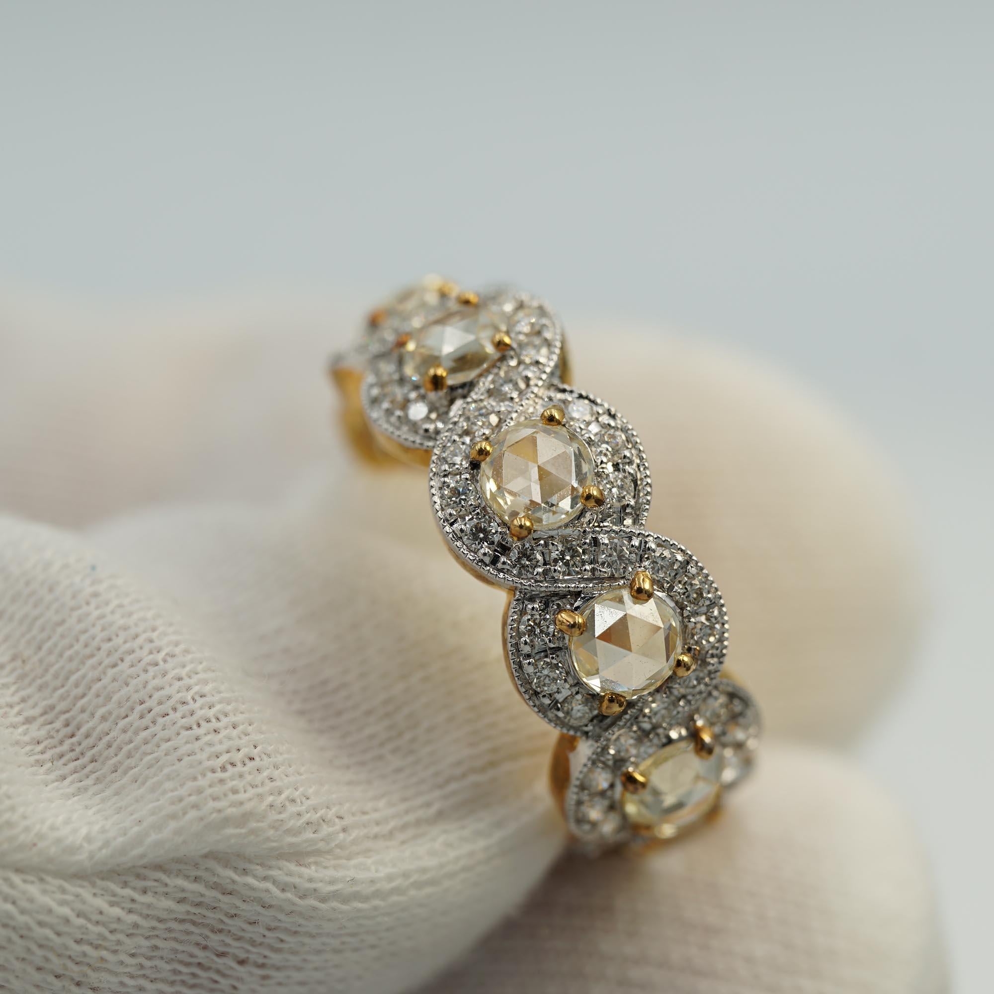 Artist Fancy Diamond With white Diamond 18k gold Ring For Sale