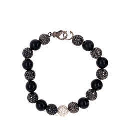 Pulsera de cuentas de diamantes de fantasía en oro de 14 quilates y plata