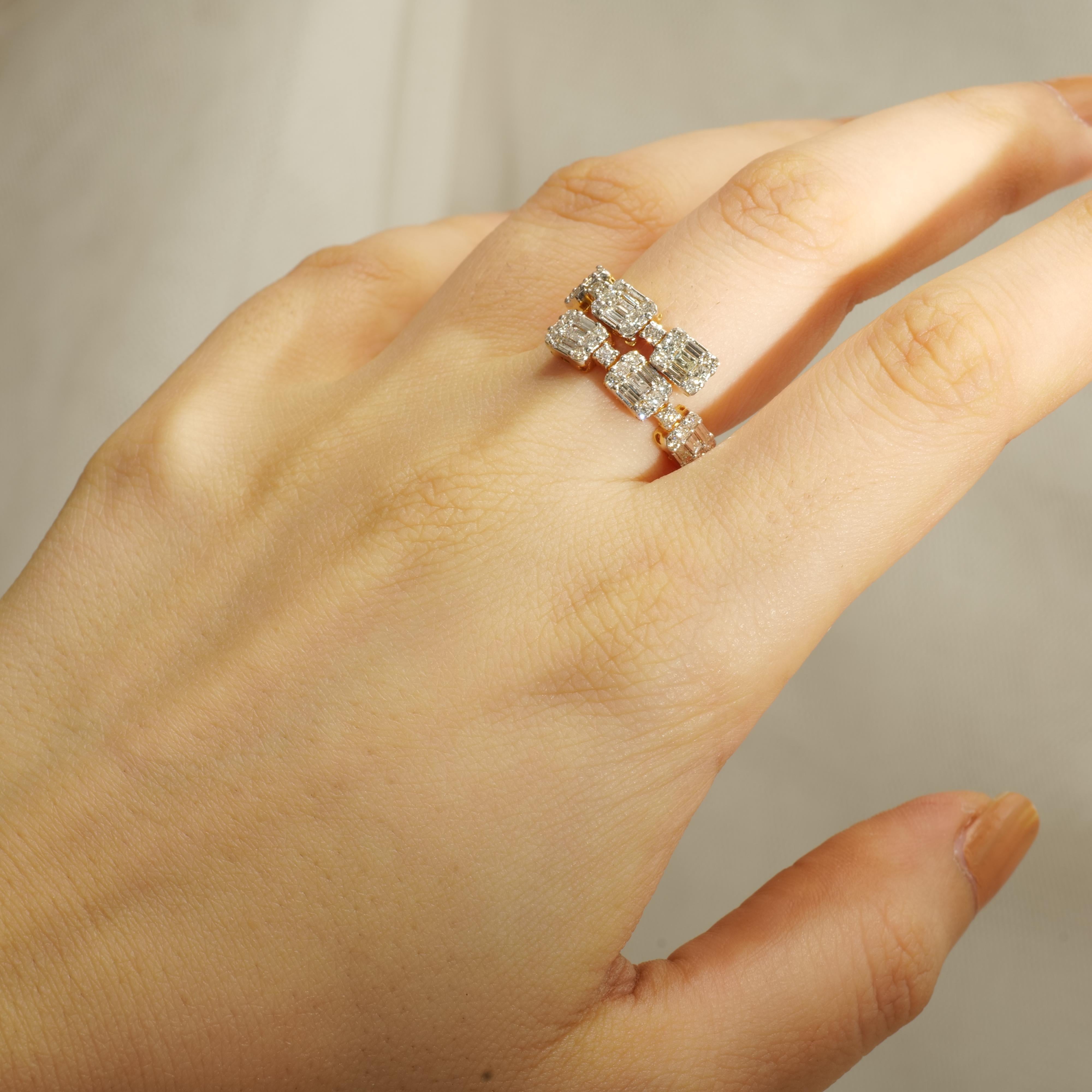 Im Angebot: Fancy Diamanten Manschette Ring mit strukturierten Schaft in 18k Solid Gold gesetzt () 10