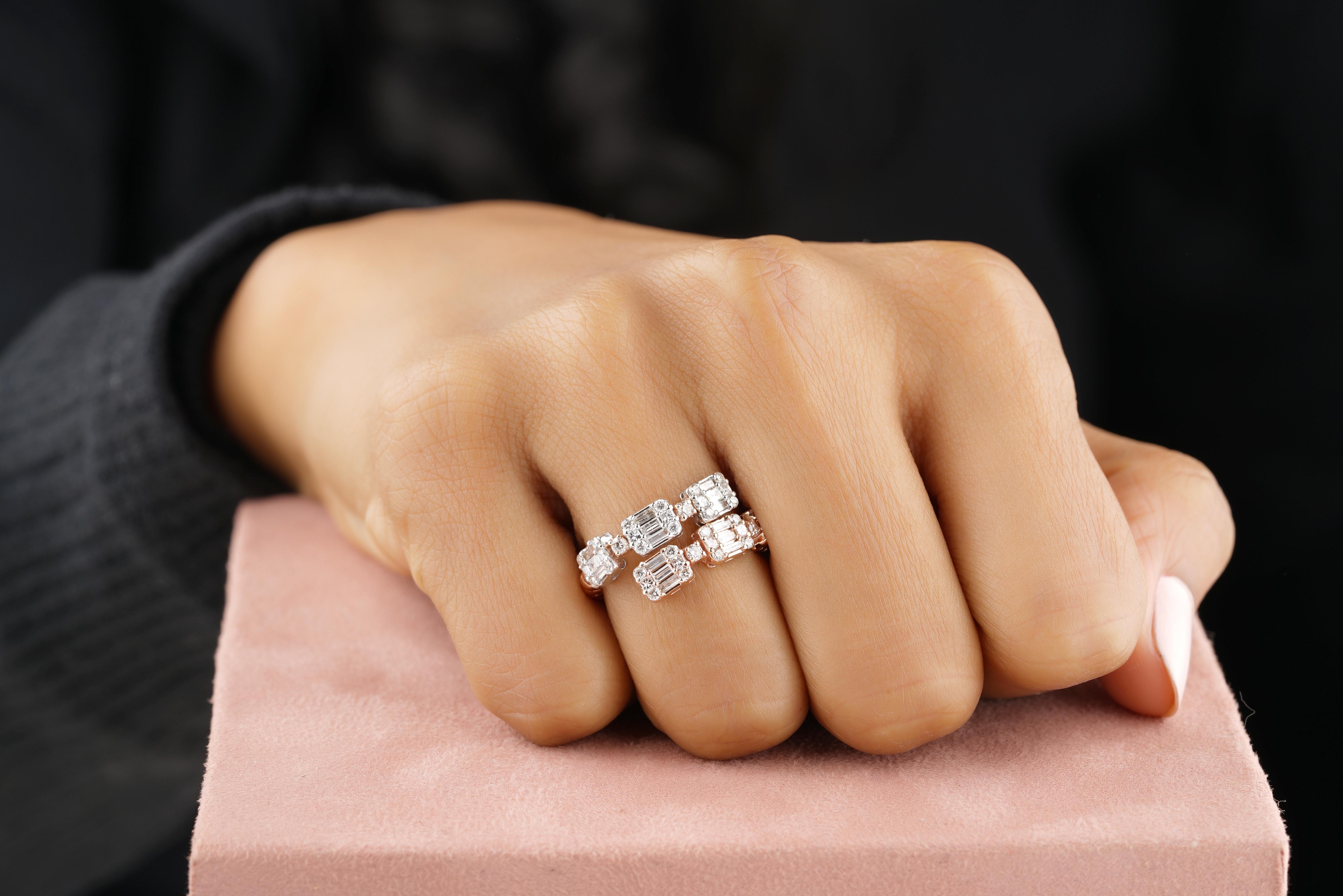 Im Angebot: Fancy Diamanten Manschette Ring mit strukturierten Schaft in 18k Solid Gold gesetzt () 11
