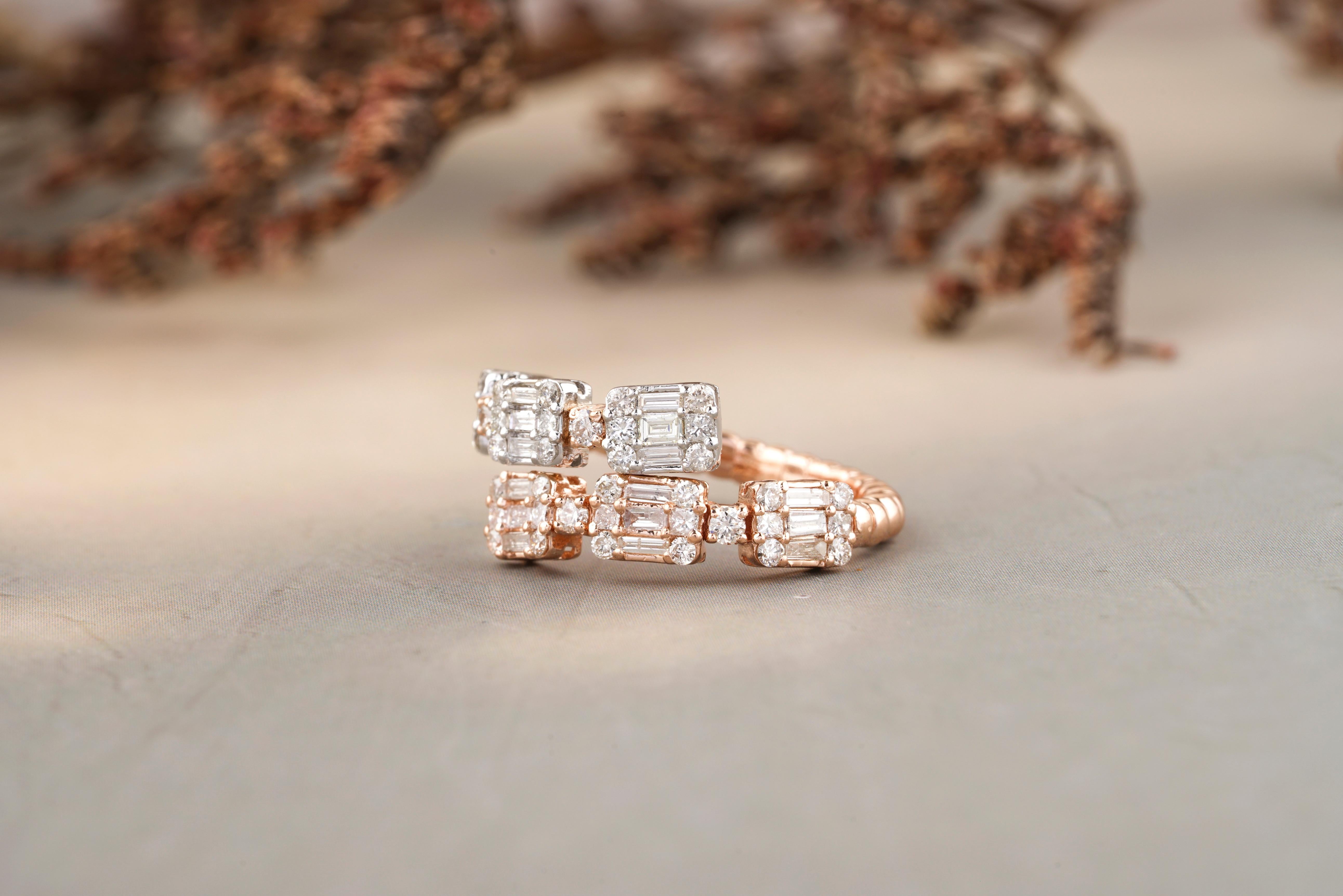 Im Angebot: Fancy Diamanten Manschette Ring mit strukturierten Schaft in 18k Solid Gold gesetzt () 3