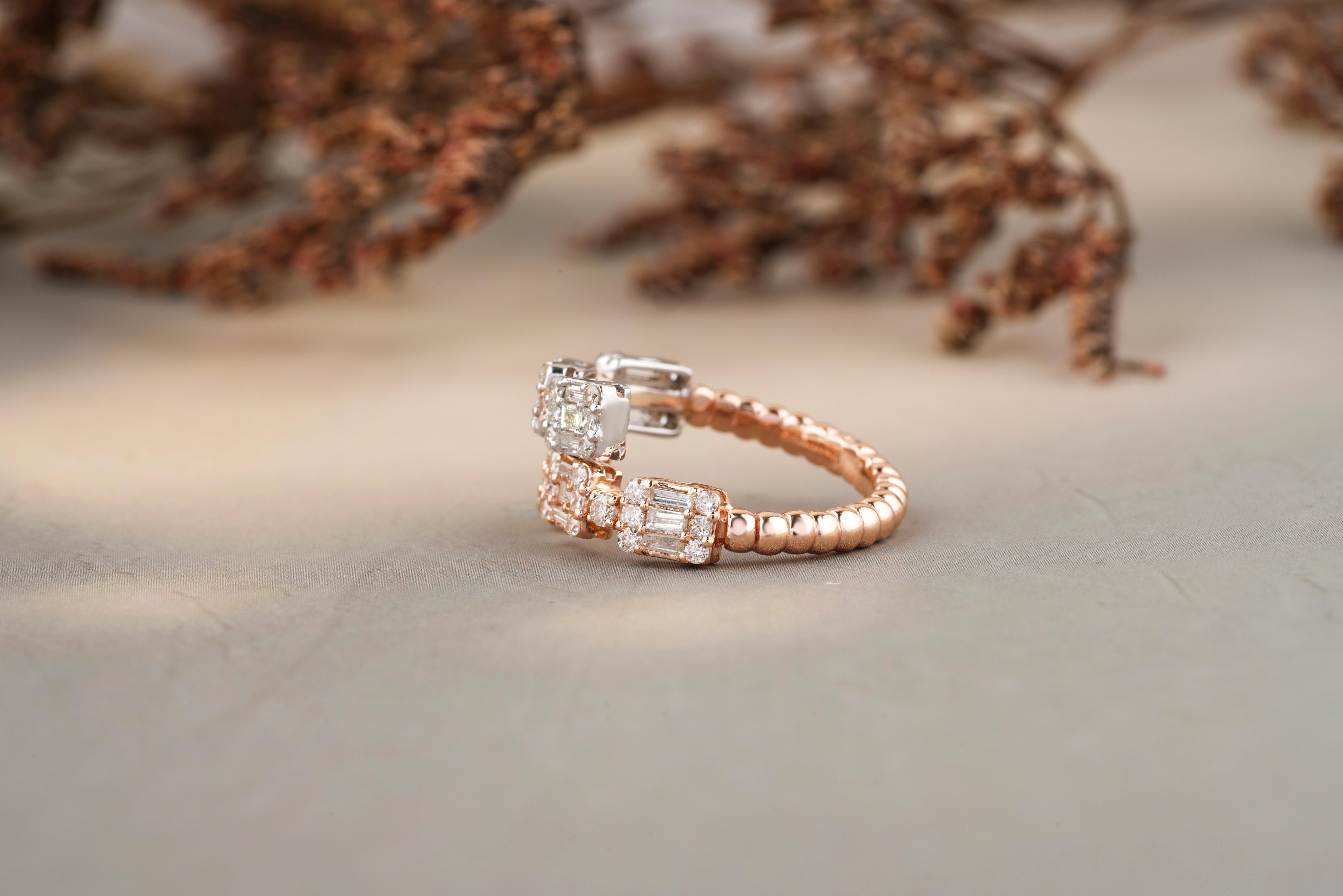 Im Angebot: Fancy Diamanten Manschette Ring mit strukturierten Schaft in 18k Solid Gold gesetzt () 4