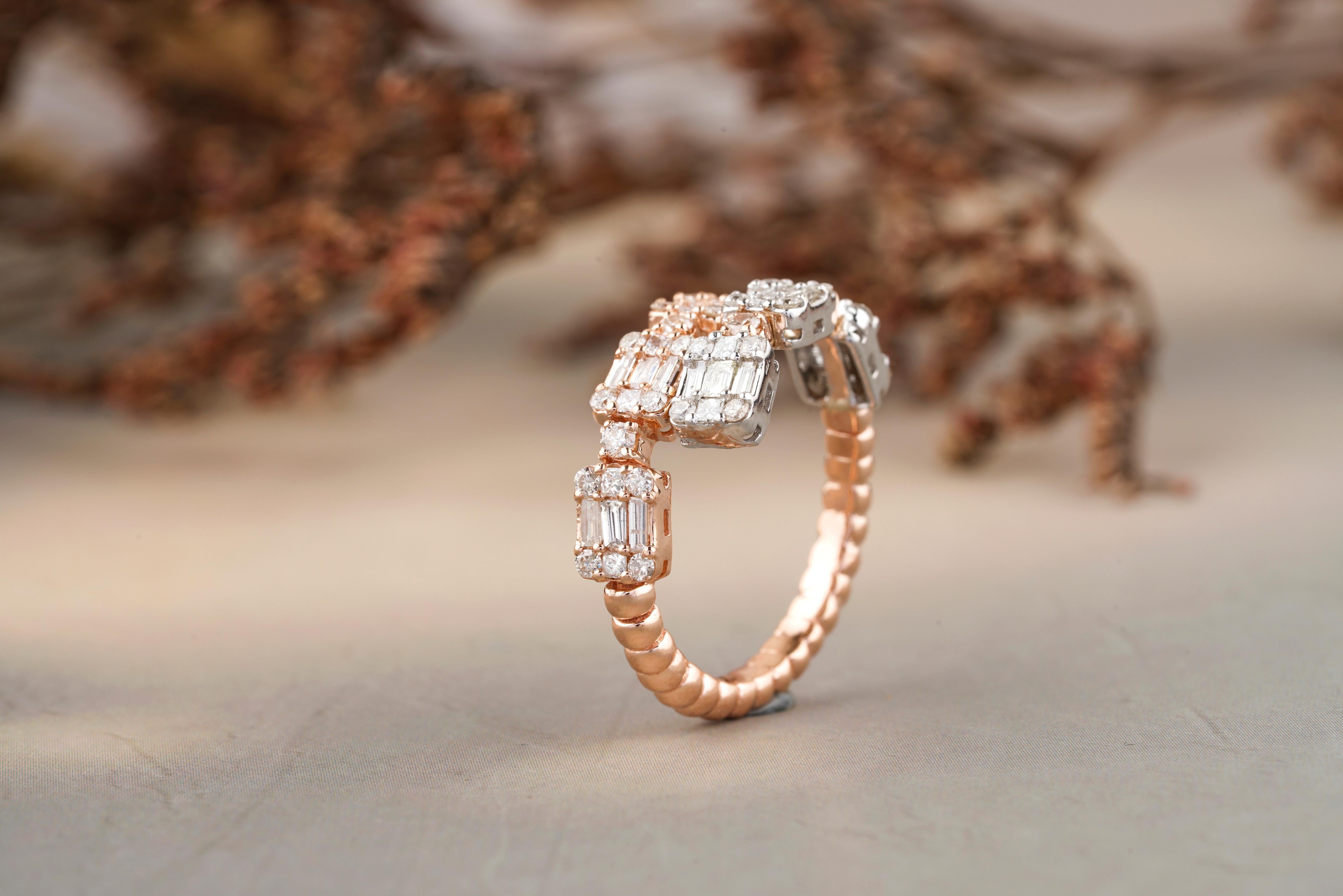 Im Angebot: Fancy Diamanten Manschette Ring mit strukturierten Schaft in 18k Solid Gold gesetzt () 6