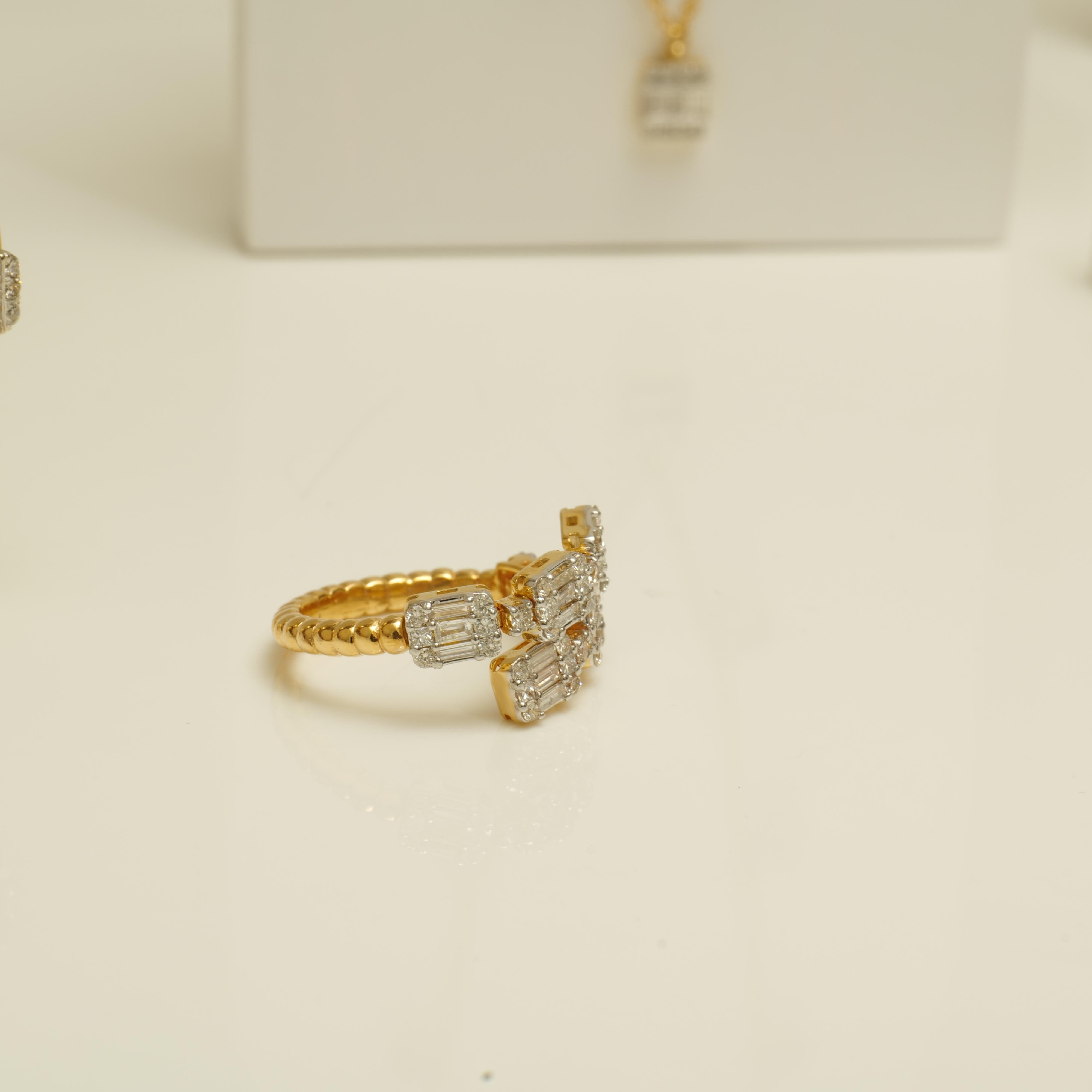 Im Angebot: Fancy Diamanten Manschette Ring mit strukturierten Schaft in 18k Solid Gold gesetzt () 8