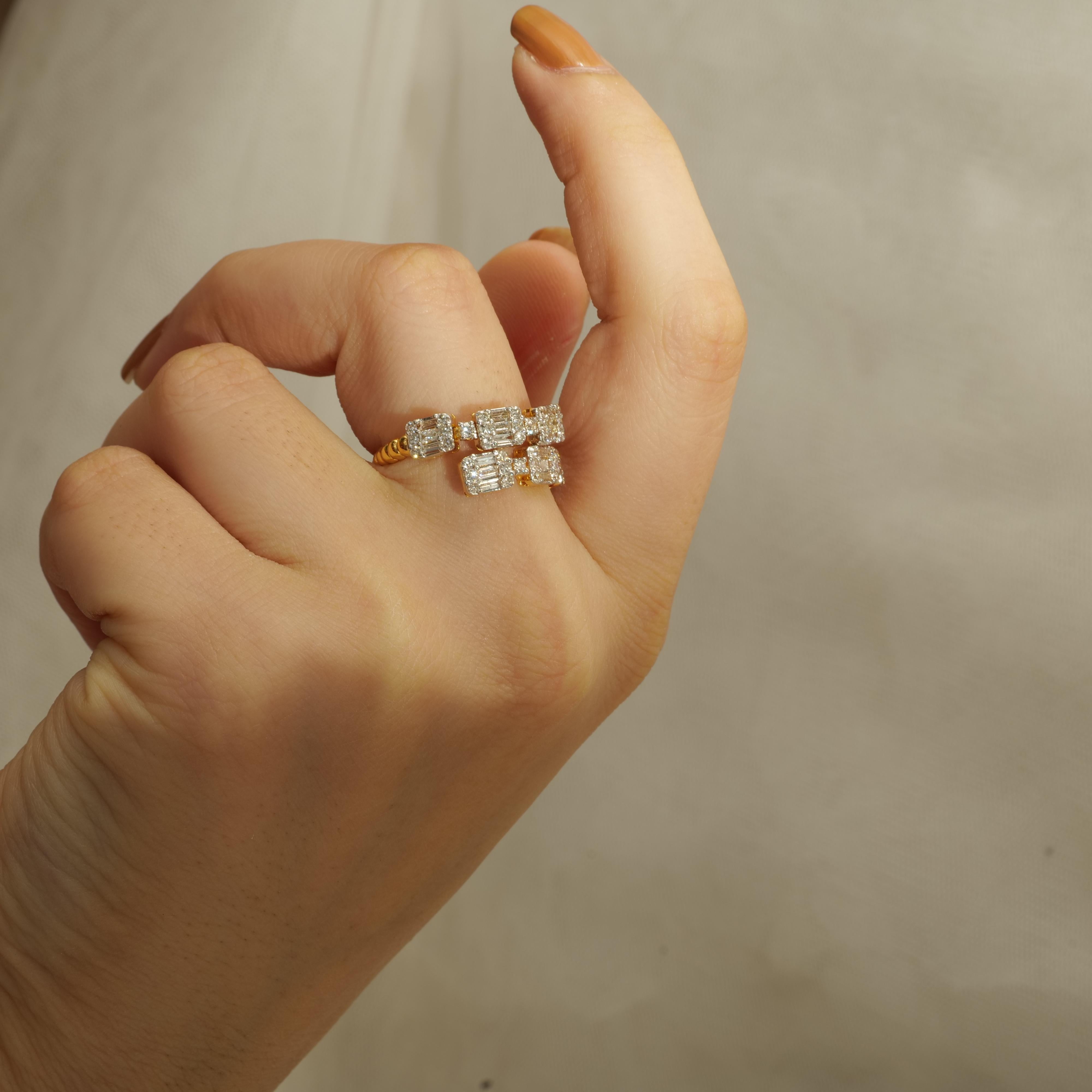 Im Angebot: Fancy Diamanten Manschette Ring mit strukturierten Schaft in 18k Solid Gold gesetzt () 9