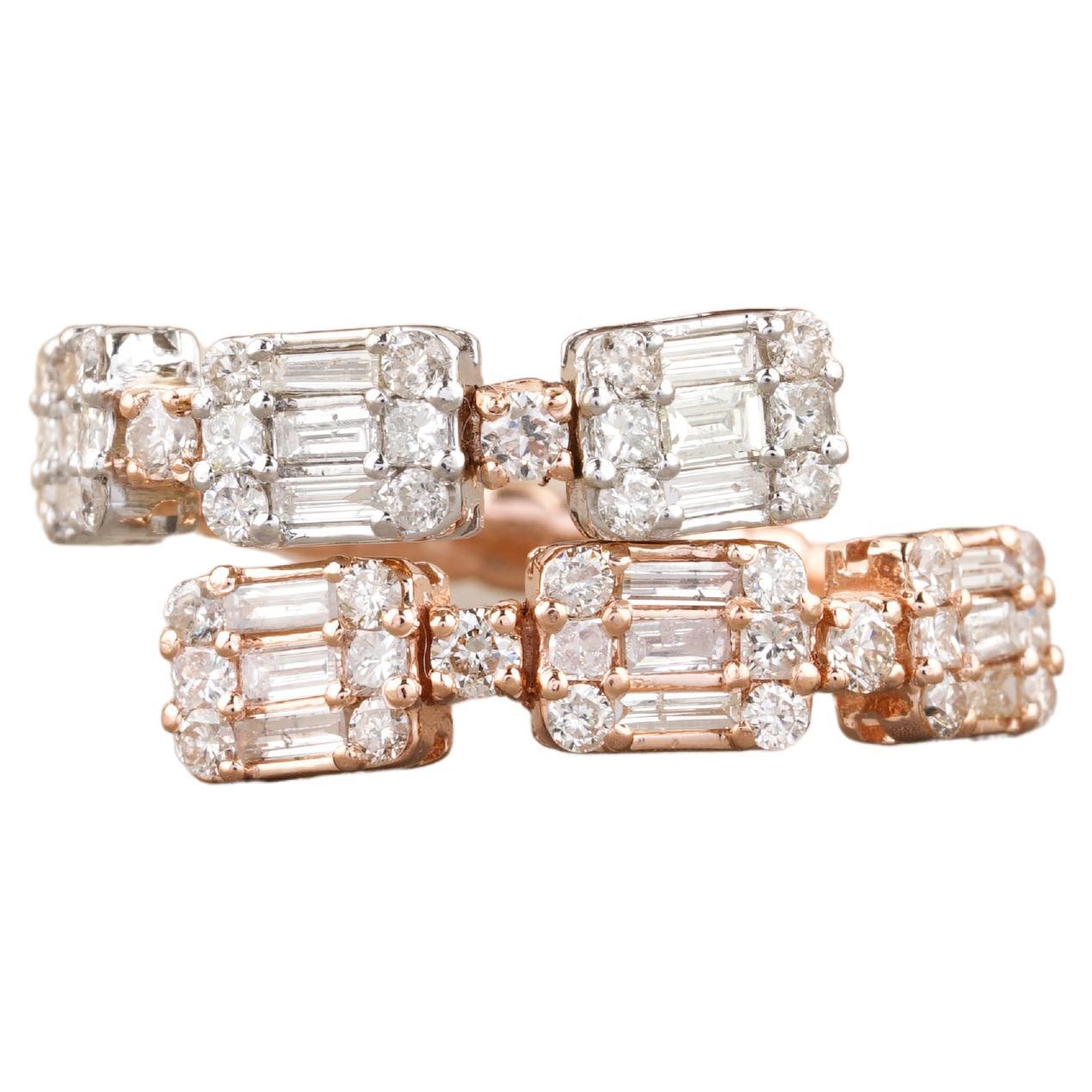 Im Angebot: Fancy Diamanten Manschette Ring mit strukturierten Schaft in 18k Solid Gold gesetzt ()