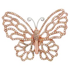 Fancy Diamonds Pave Butterfly Sweet 18K Rose Gold Animal Ring