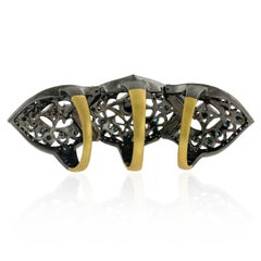 Fancy Diamonds & Pave Diamonds Long Knuckle Ring Made in 18k Gold & Silver