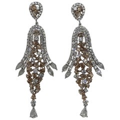 Fancy Diamonds total weight 5.27 cts in 11.82 Grams White Gold Cocktail Earring