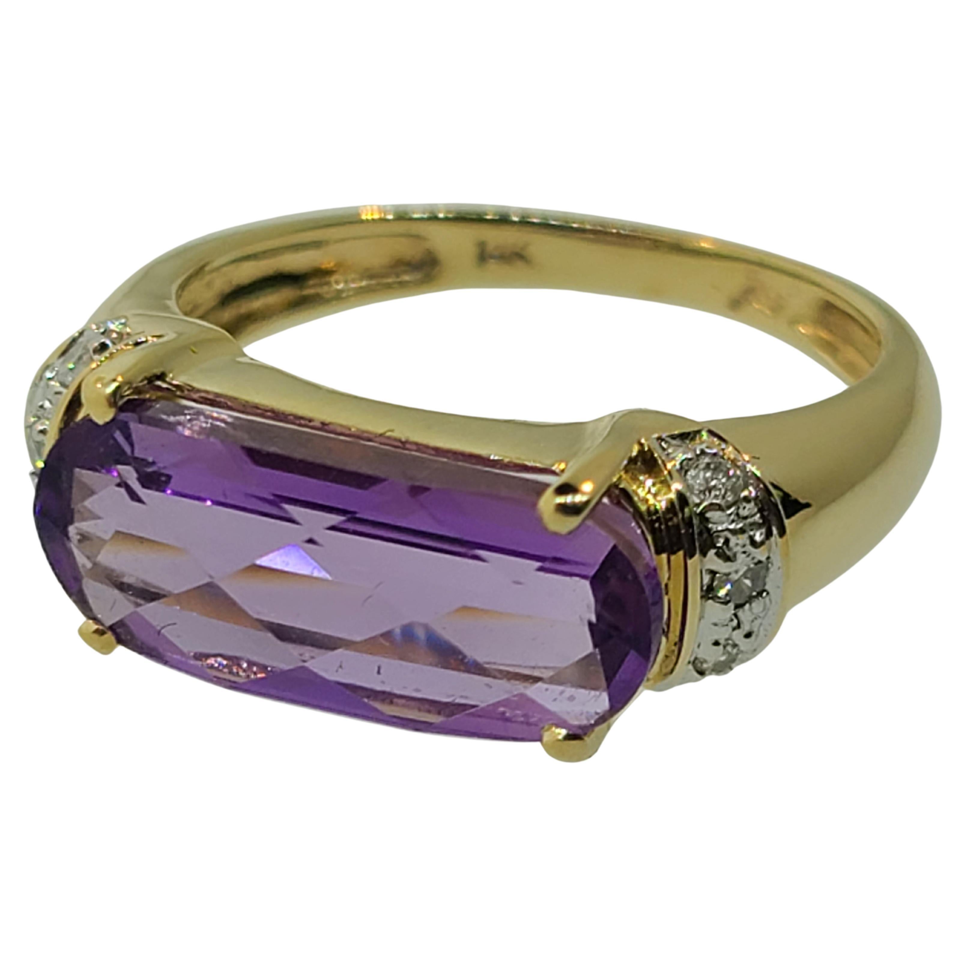 14k Yellow Gold, 2.98ct OvalCut Siberian Amethyst and Diamond Halo