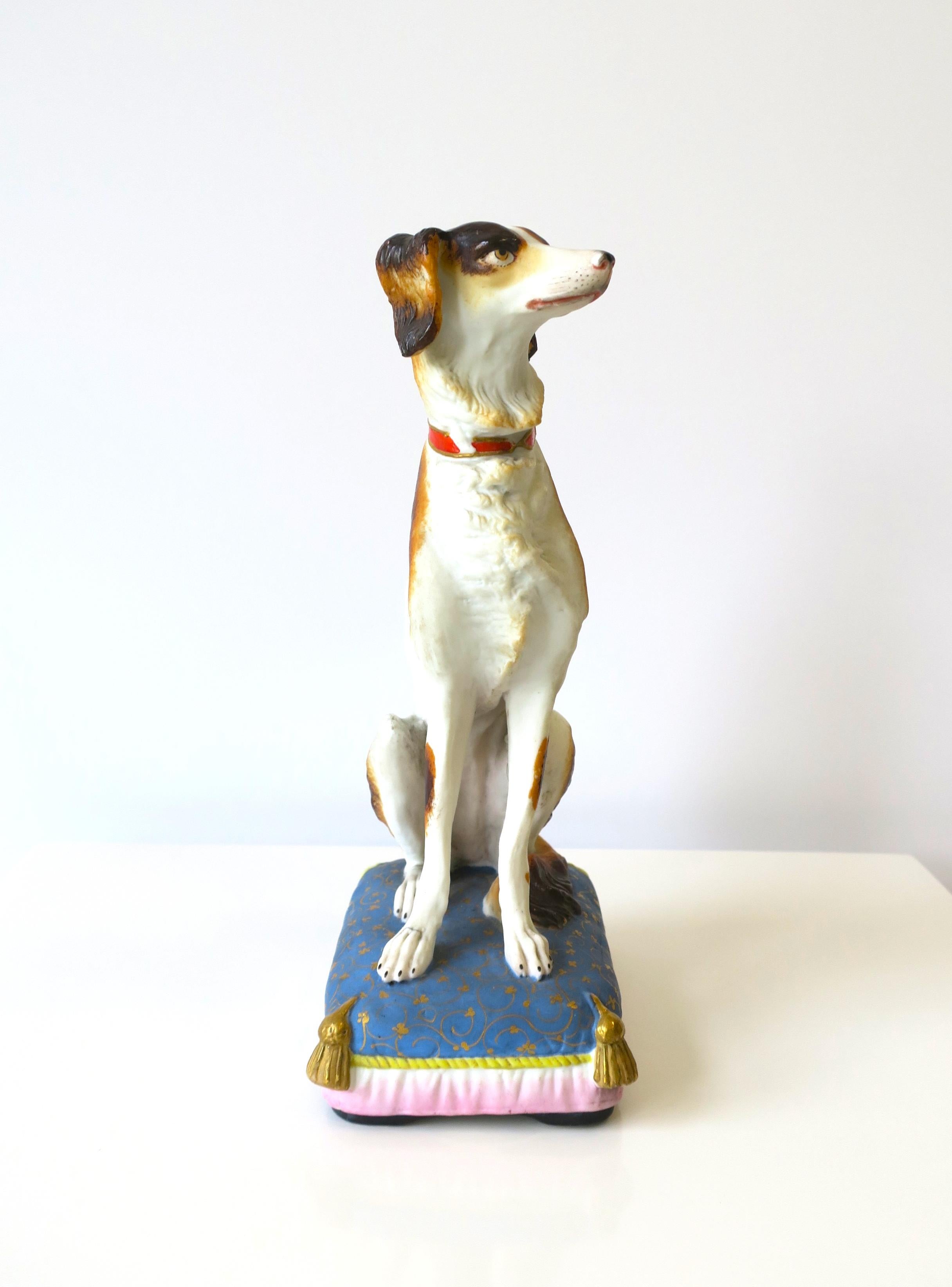 Porcelain Dog on Pillow with Tassels Decorative Object, circa Mid-20th Century For Sale 3