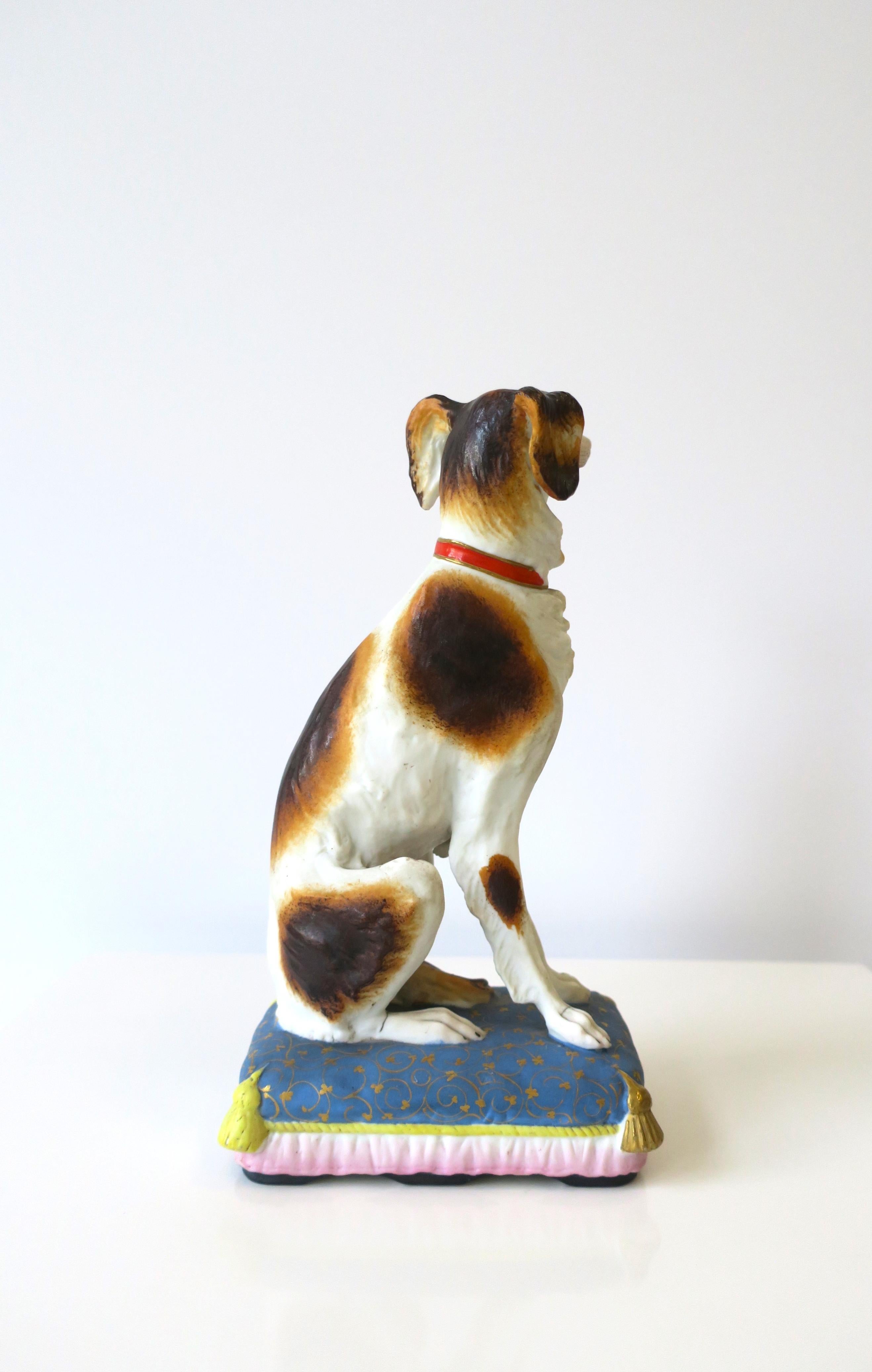 Porcelain Dog on Pillow with Tassels Decorative Object, circa Mid-20th Century For Sale 4