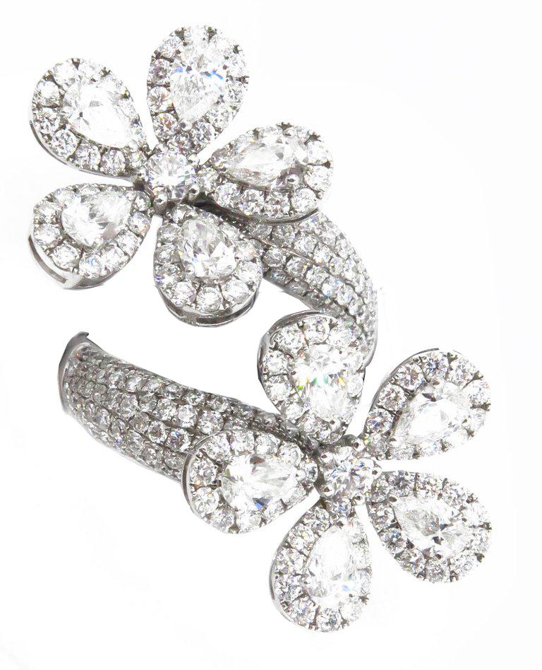 Women's or Men's Fancy Double Flower Spiral Ring For Sale