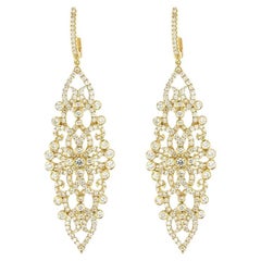 Boucles d'oreilles fantaisie : diamants 3,5 carats en or jaune 18 carats