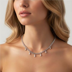 Fancy Emerald Diamond 14K (or 18k upon request) White Gold Necklace