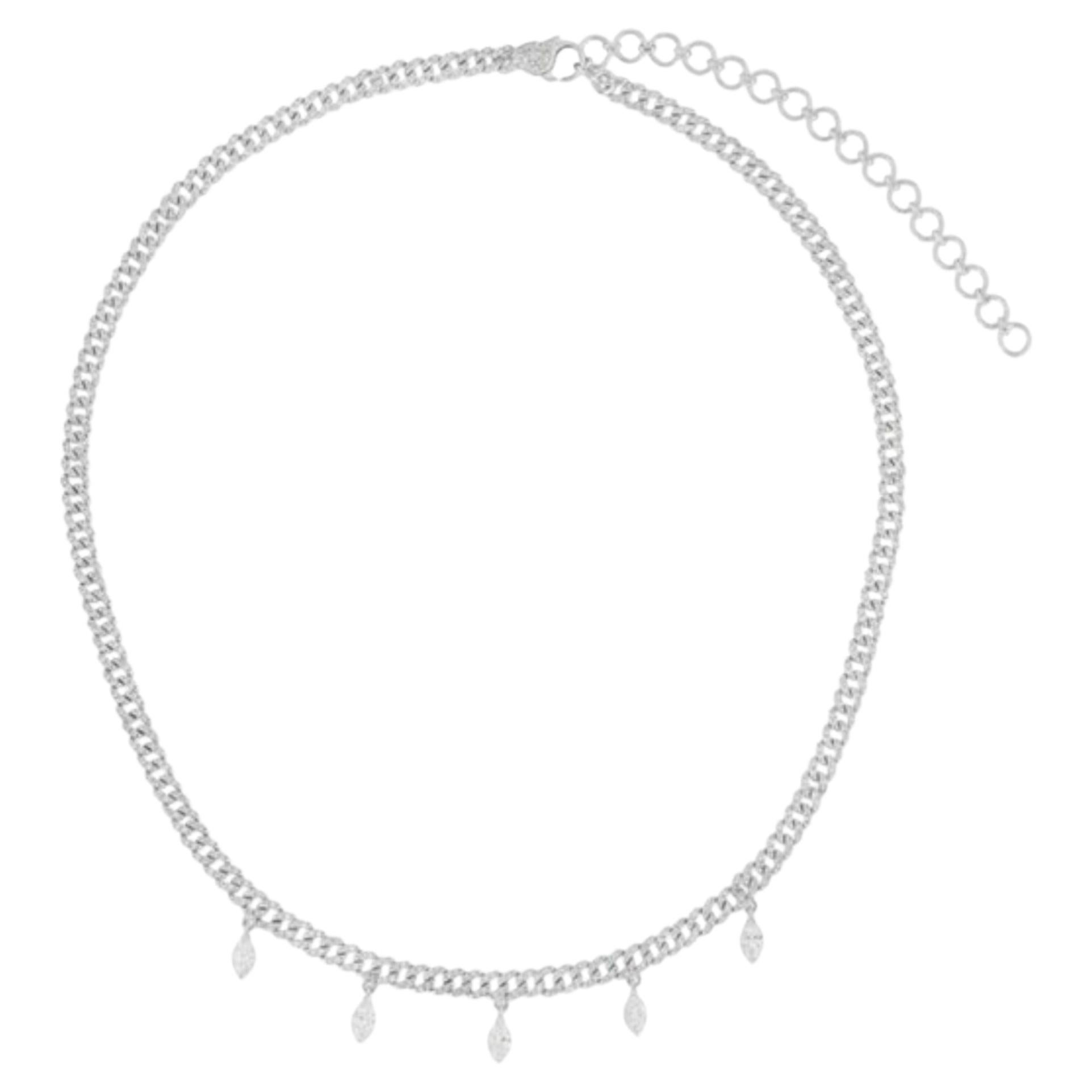 Fancy Diamond Link 14K White Gold Necklace For Sale