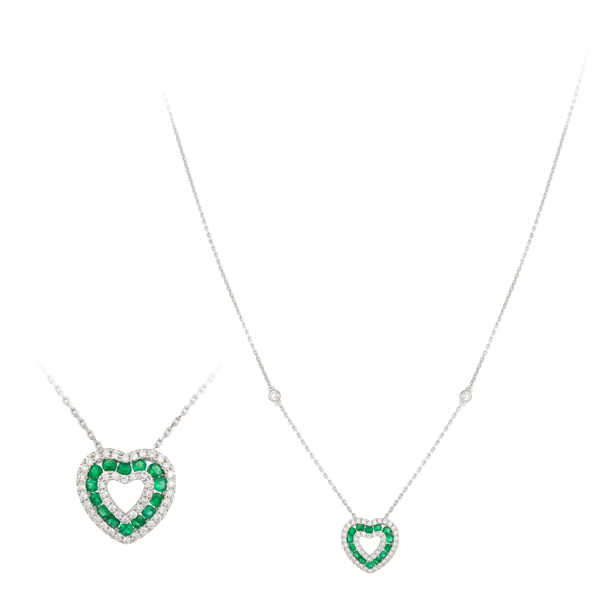 NECKLACE 18K White Gold 
Diamond 0.34 Cts/48 Pcs 
Emerald 0.43 Cts/14 Pcs

With a heritage of ancient fine Swiss jewelry traditions, NATKINA is a Geneva based jewellery brand, which creates modern jewellery masterpieces suitable for every day